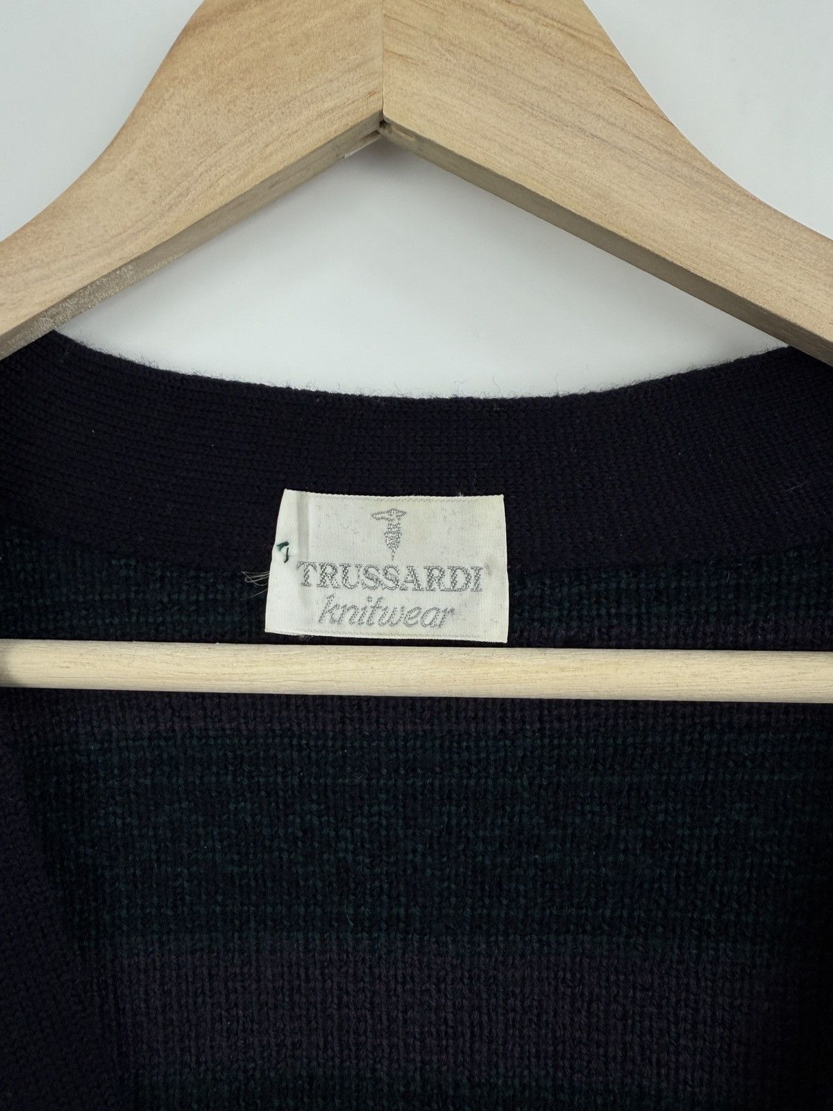 Trussardi 🇮🇹 Vintage 90s Trussardi Cardigan Knitted Sweater Luxury Rare Size US XL / EU 56 / 4 - 4 Thumbnail