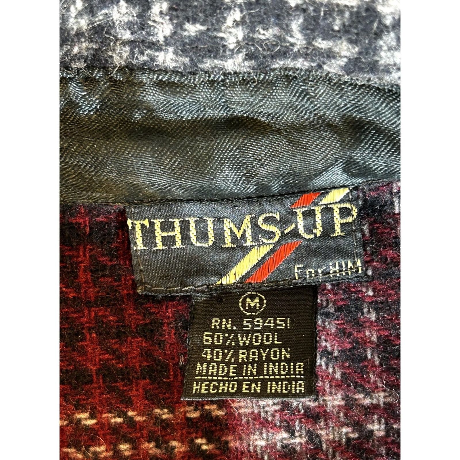 Vintage Vintage Thumbs Up Mens Wool Plaid Overcoat Jacket Coat Shacket Mid-Length Button Single-Breasted Outdoor Winter Casual Size M Red Size US M / EU 48-50 / 2 - 7 Thumbnail
