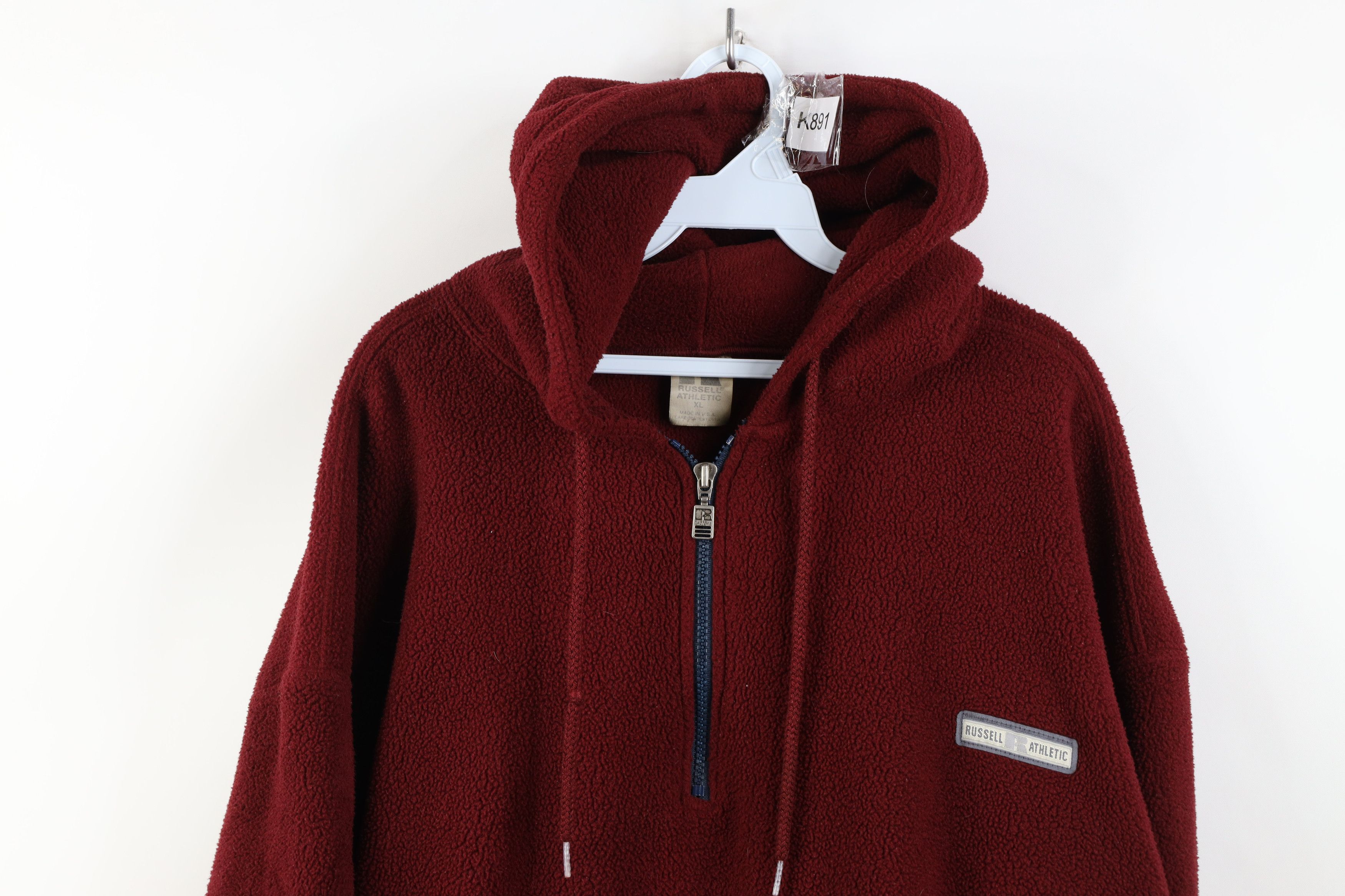 Russell Athletic Vintage 90s Russell Athletic Half Zip Fleece Hoodie Red USA Size US XL / EU 56 / 4 - 2 Thumbnail