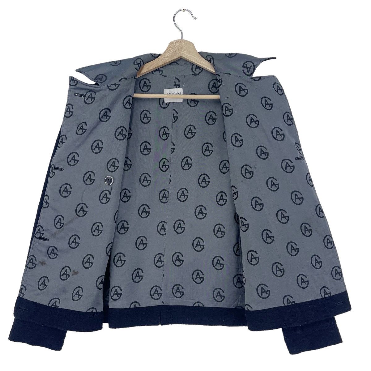 Armani × Giorgio Armani Armani Double Breasted Over Print Wool Cropped Jacket Size M / US 6-8 / IT 42-44 - 3 Thumbnail