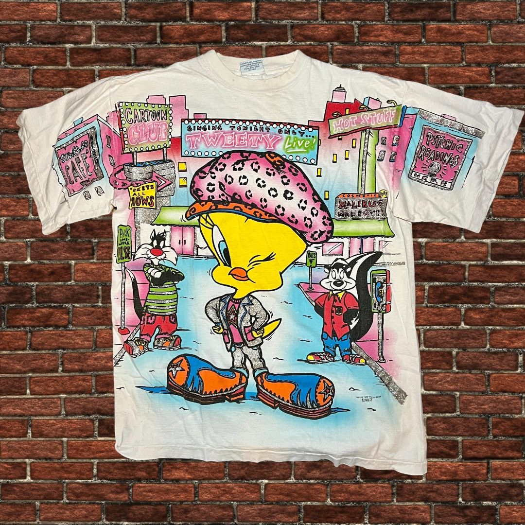 image of Freeze Looney Tunes Vintage All Over Rapper Tweety Bird T-, Men's (Size XL)