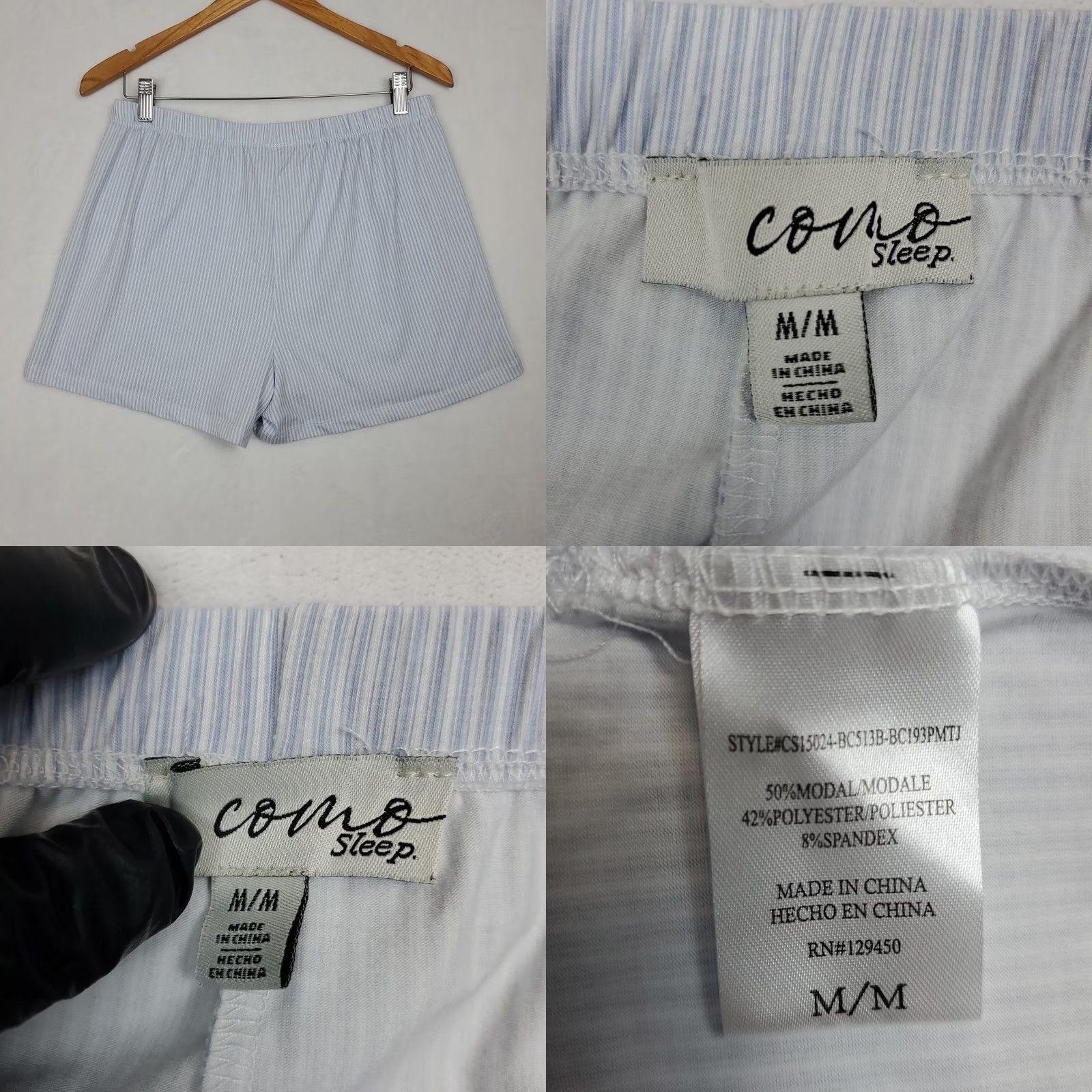 Vintage Como Sleep Shorts Blue Striped Modal Blend Bow Womens M Pajama Intimates Size 32" / US 10 / IT 46 - 8 Thumbnail