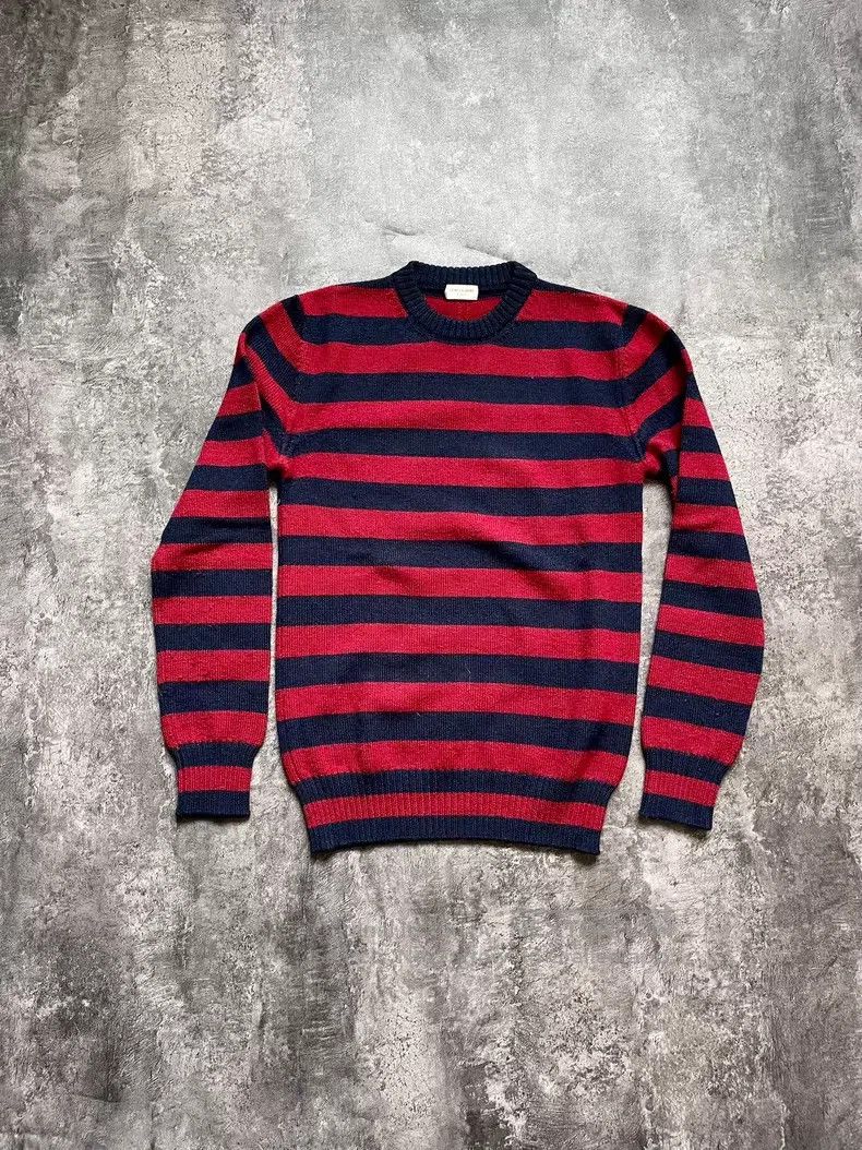 Saint Laurent Paris Saint Laurent Paris Red and Navy Striped Round Neck Wool S Size US S / EU 44-46 / 1 - 1 Thumbnail