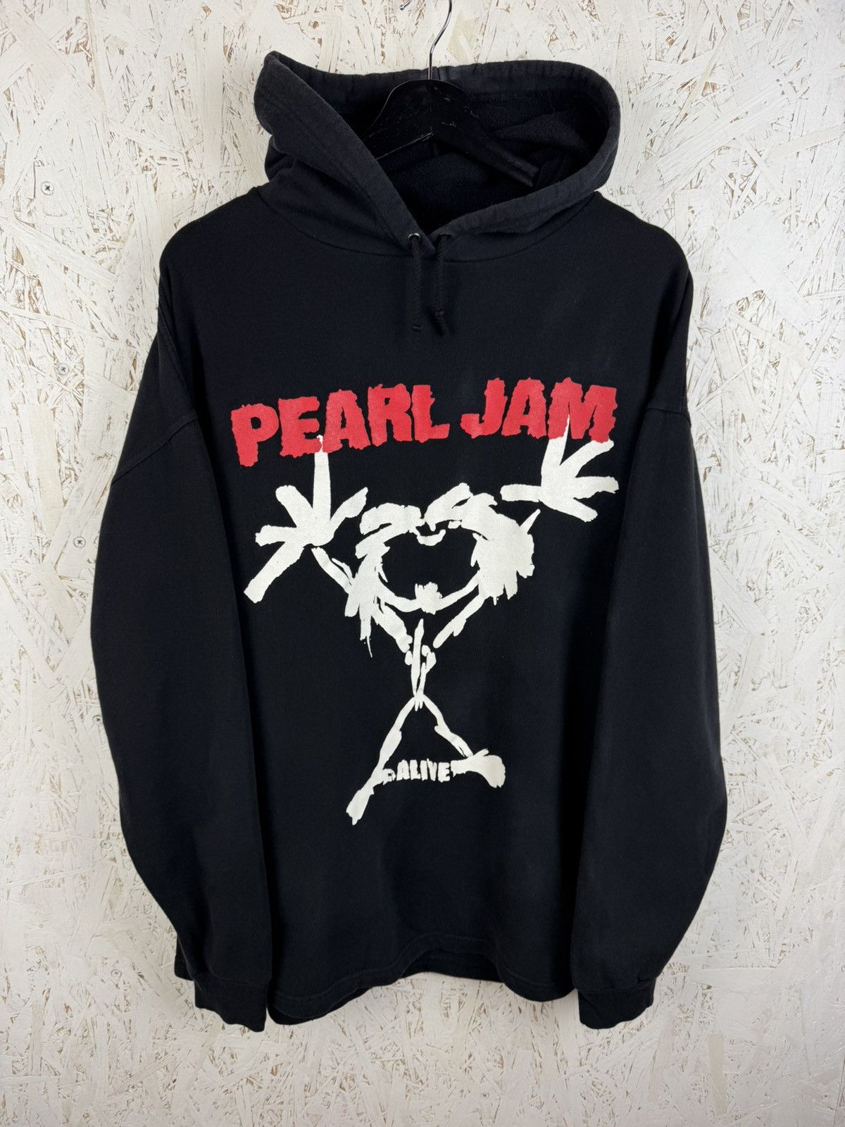 90s Vintage Pearl Jam Alive Rock Band Hoodie Black Size L