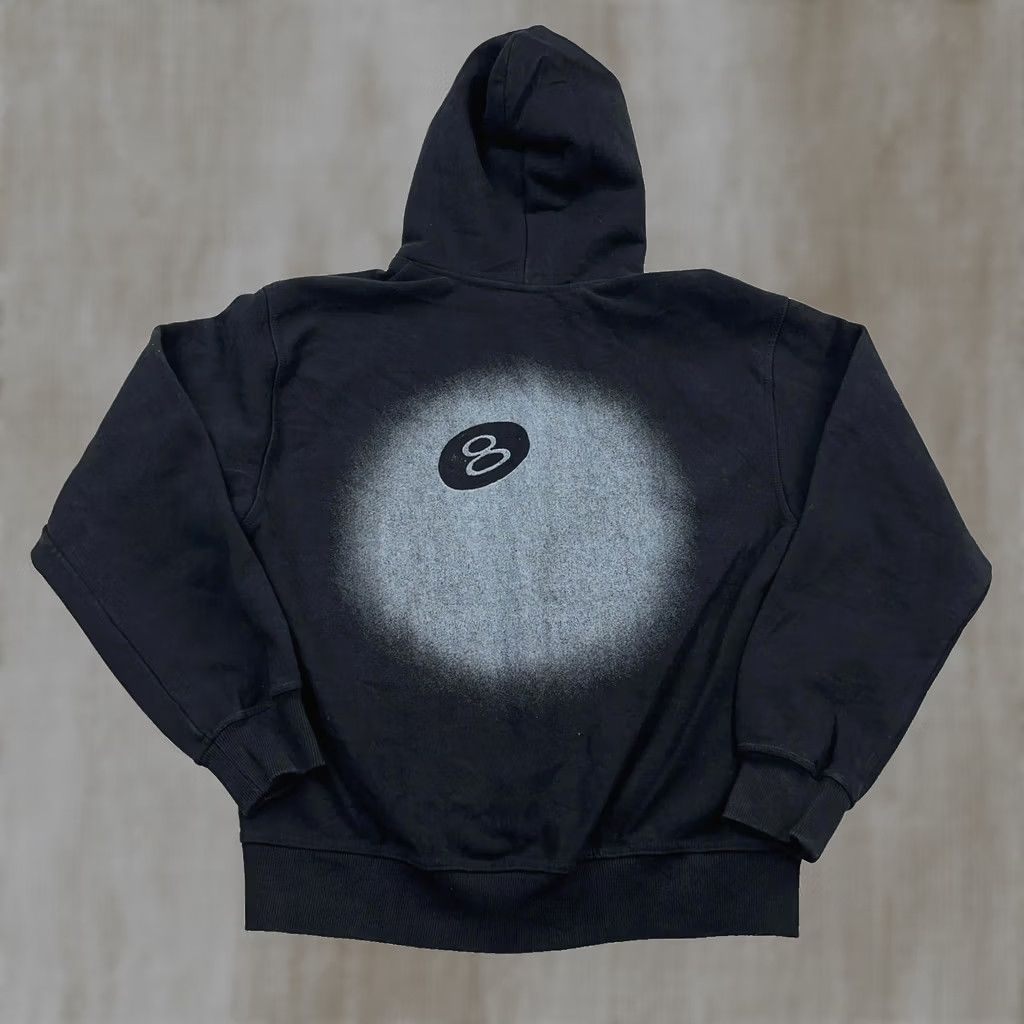 Bally Stussy Hoodie Mens M Black Faded 8 Ball Skate Sweatshirt Skateboard Adult Hooded Pockets Logo Crewneck Pullover Regular Sweatshirt Size US M / EU 48-50 / 2 - 1 Thumbnail