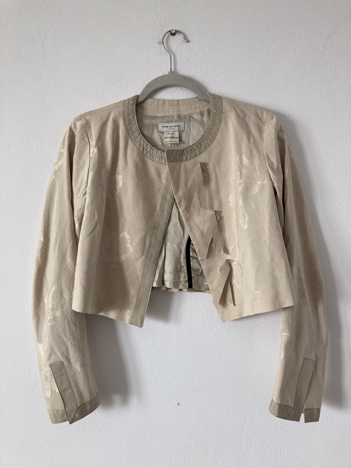 image of Dries Van Noten Vintage Silk Blazer in Cream, Women's (Size Small)