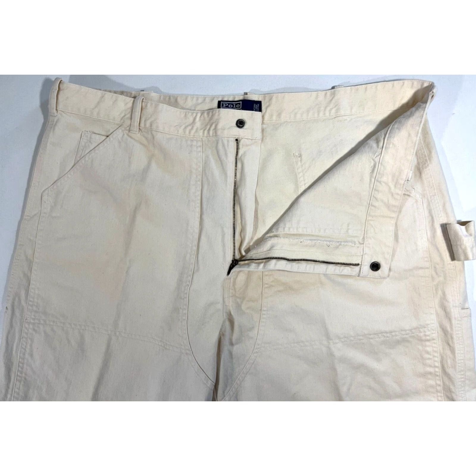 Polo Ralph Lauren VINTAGE Polo Ralph Lauren Men Carpenter Shorts 42 10" Off-White 90s Mens Shorts Carpenter Polo Ralph Lauren Filthy? Size US XL / EU 56 / 4 - 7 Thumbnail