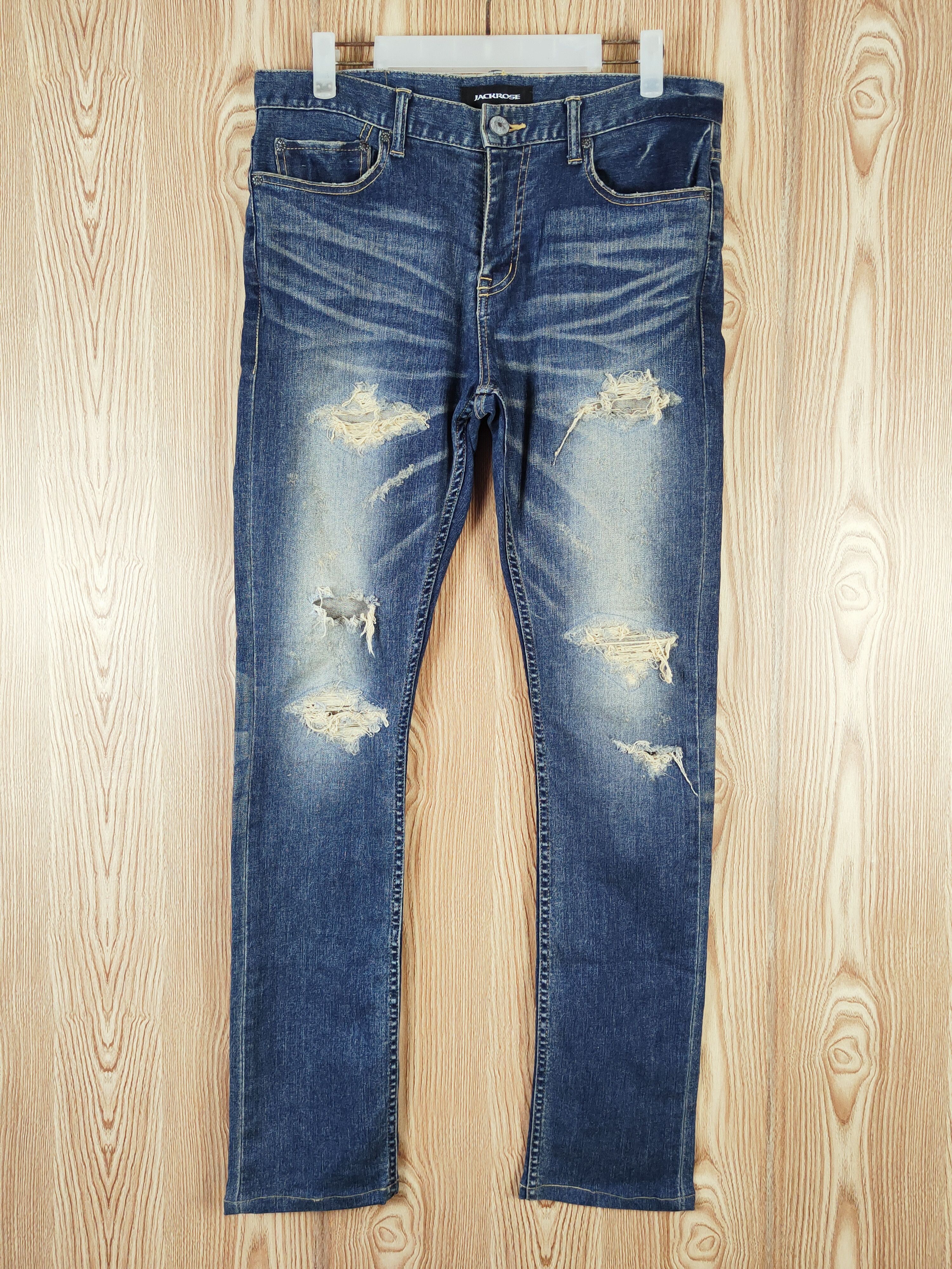 JACKROSE Jack Rose Blue Distressed Ripped Jeans #W191 Size 27" / US 4 / IT 40 - 1 Thumbnail