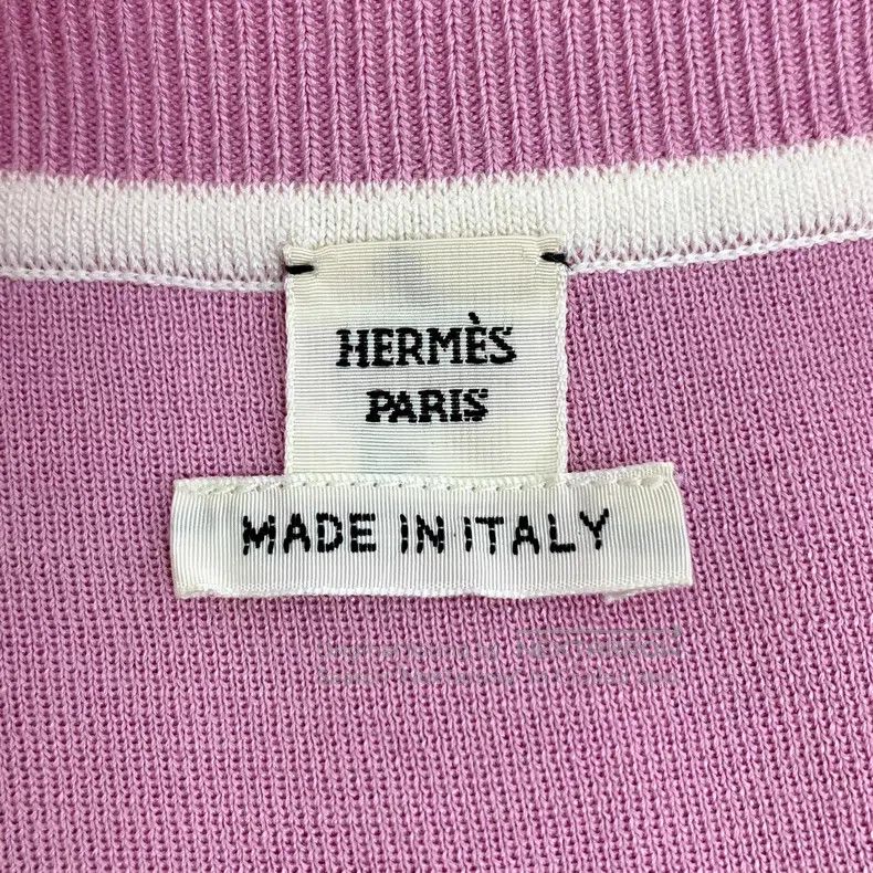 Hermes Hermes Pink Striped Pig Nose Print Silk Round Neck Short S Size XS / US 0-2 / IT 36-38 - 5 Thumbnail