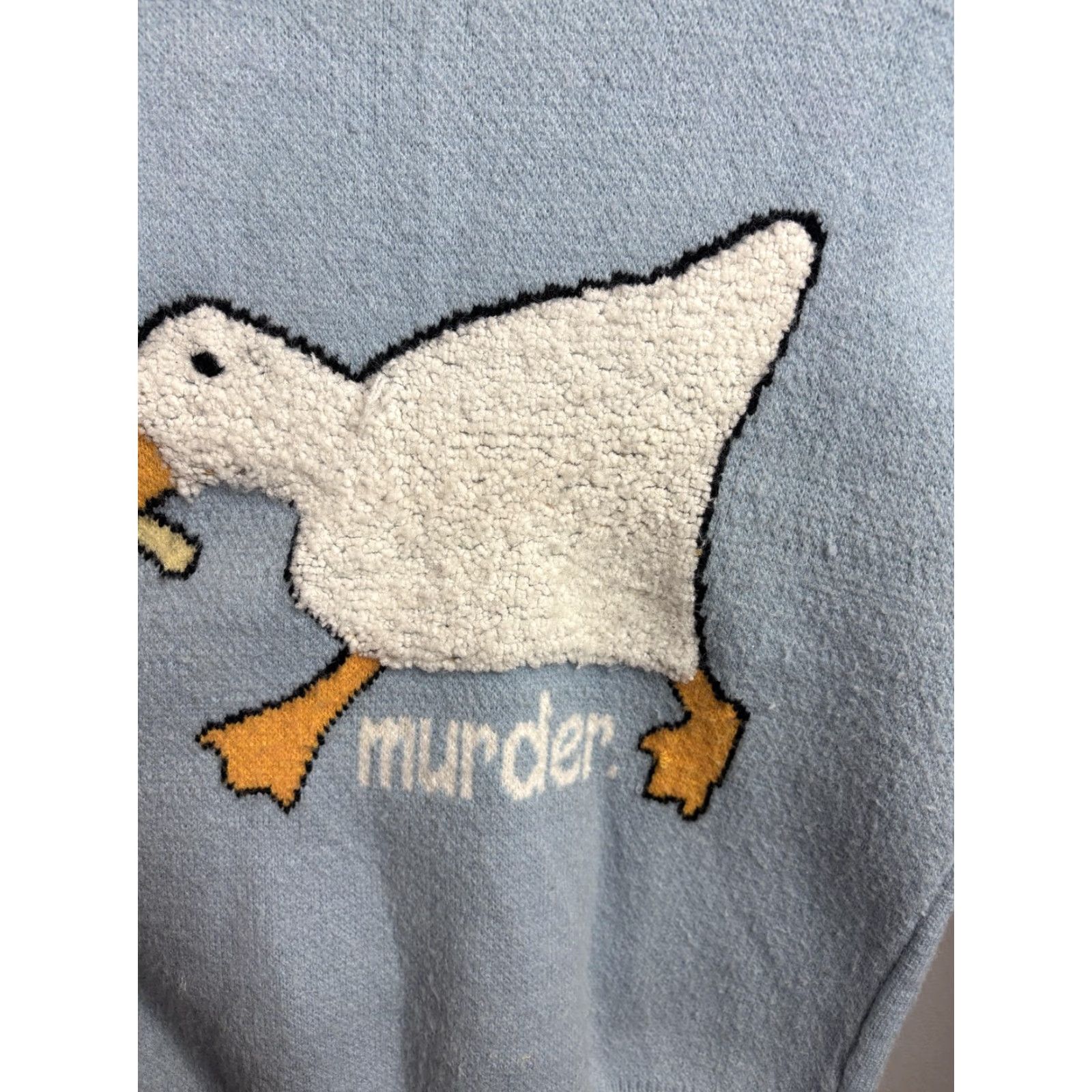 Vintage VINTAGE Aelfric Eden Sweater Mens S Blue Goose Knife Murder Graphic Knit Pullover Size US S / EU 44-46 / 1 - 2 Thumbnail