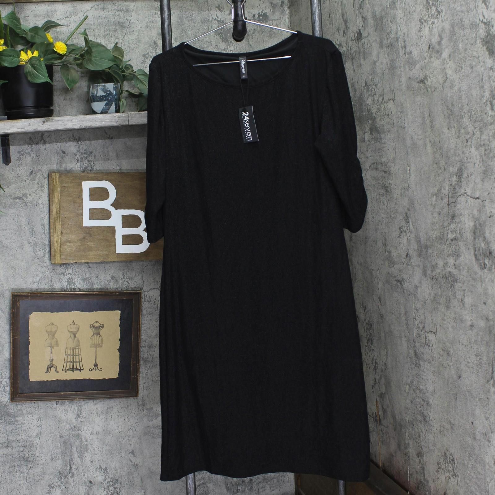 Other Nwt 24seven Comfort Apparel Knit 3/4 Sleeve Dress Black 1x Size XL / US 12-14 / IT 48-50 - 1 Thumbnail