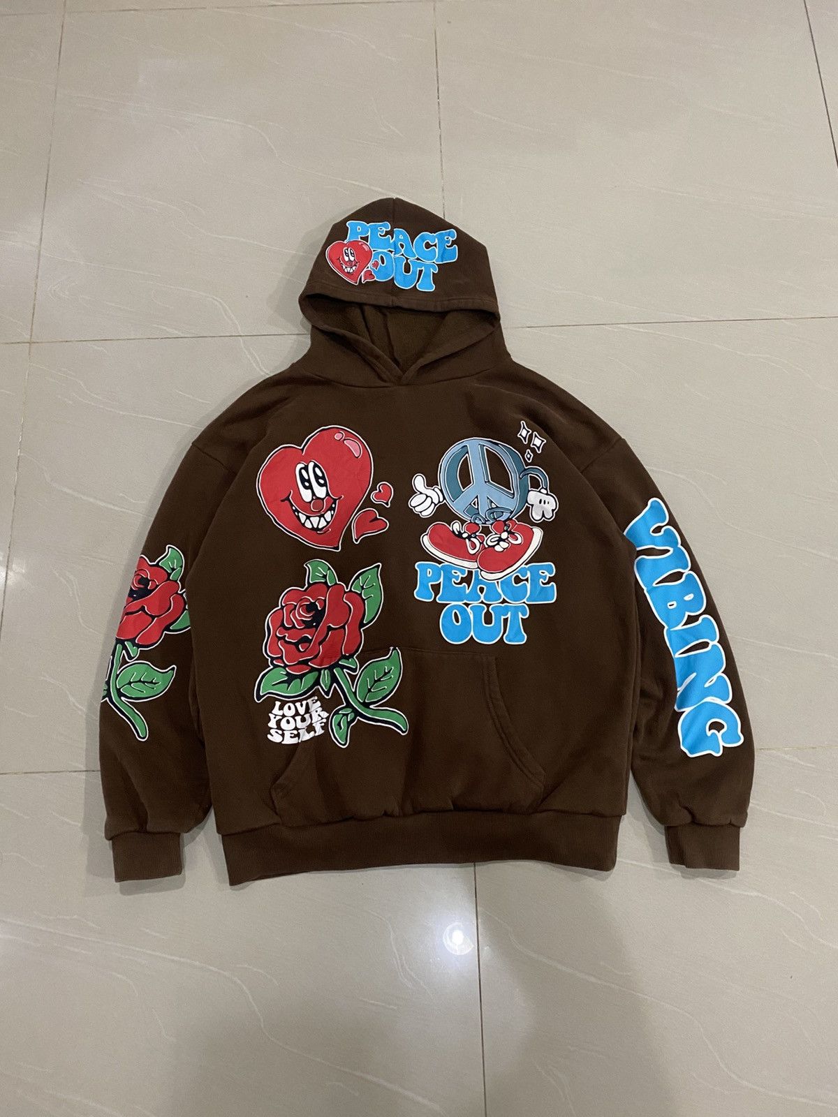 Pacsun Pacsun Peace Out Vibing Brown Hoodie Size US L / EU 52-54 / 3 - 1 Thumbnail