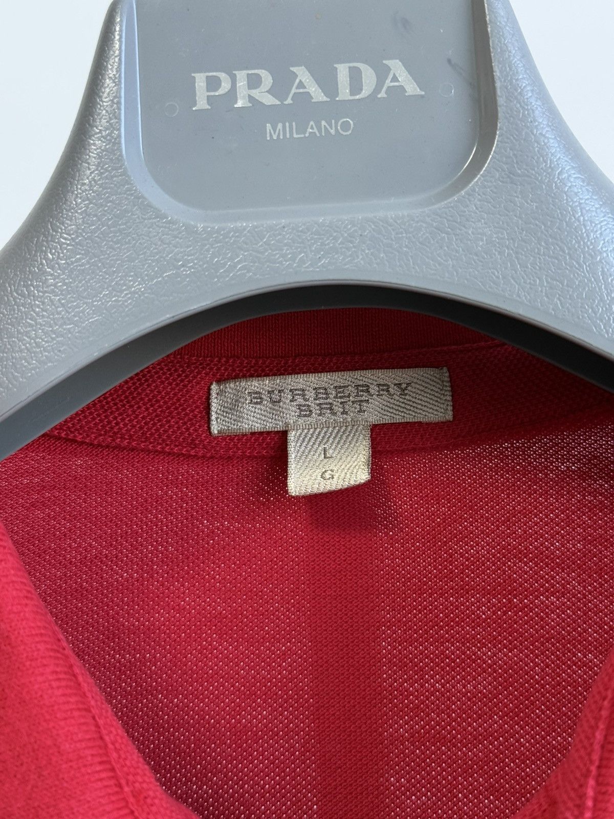 Burberry Burberry Label Men Embroidery Logo Polo Tee Red Size US L / EU 52-54 / 3 - 4 Thumbnail