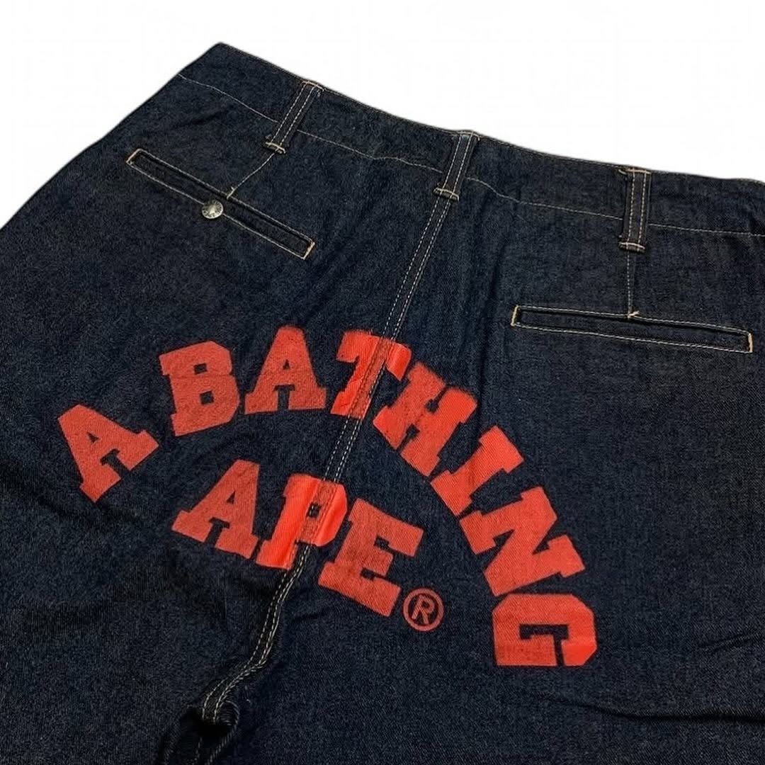 Bape BAPE LOGO Loose fit Denim Shorts A Bathing Ape Size US 34 / EU 50 - 4 Thumbnail