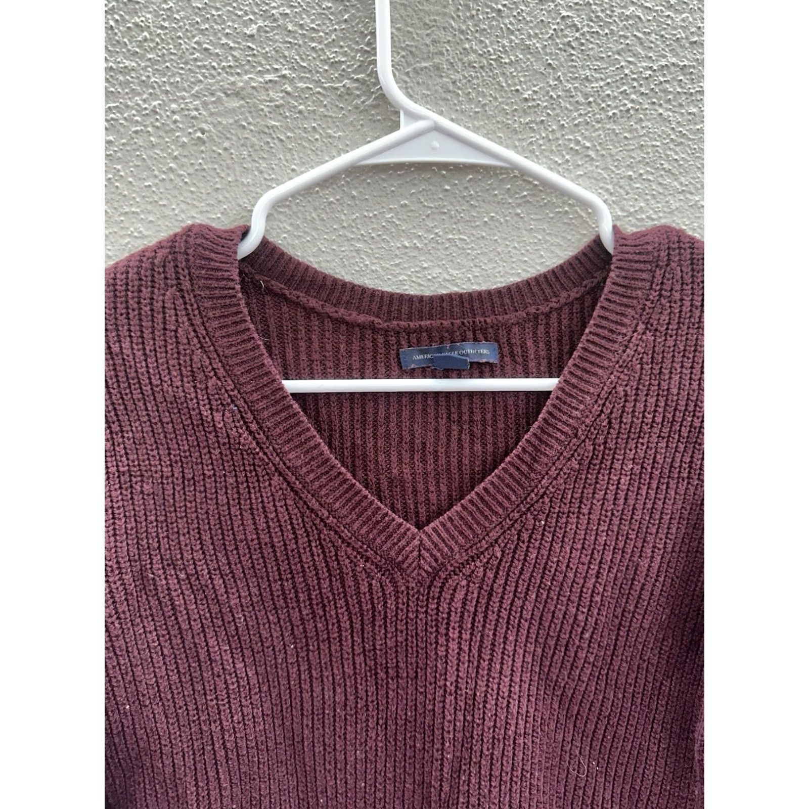 American Eagle Outfitters American Eagle Womens Sweater Size XXS Maroon Knit V-Neck Arm Tie Detail Size XXS / US 00 / IT 34 - 3 Thumbnail