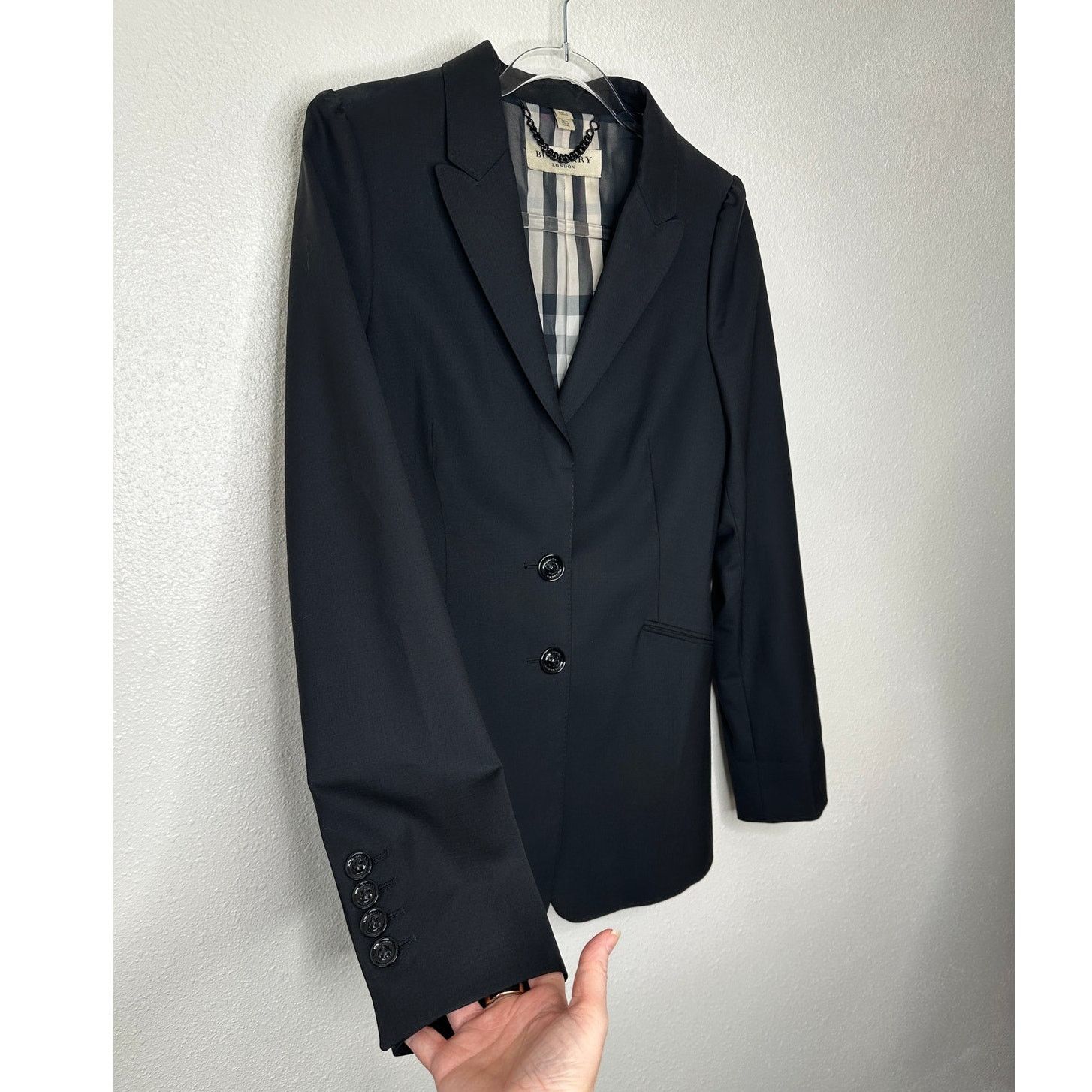 Burberry Burberry London Black 2-Button Wool Blazer Plaid Lined 8 Size M / US 6-8 / IT 42-44 - 6 Thumbnail
