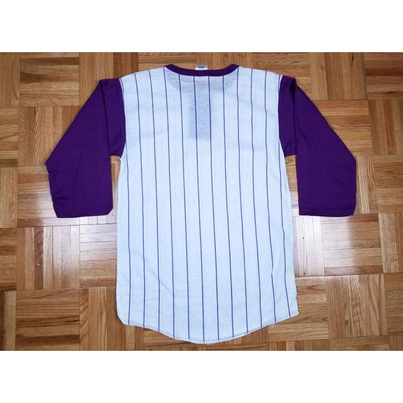 Vintage VINTAGE 80's BANTAM PURPLE STRIP 3/4 RAGLAN T-SHIRT SZ SMALL DEADSTOCK MEN T-Shirt XL Purple USA Retro Calm Size US XL / EU 56 / 4 - 4 Thumbnail