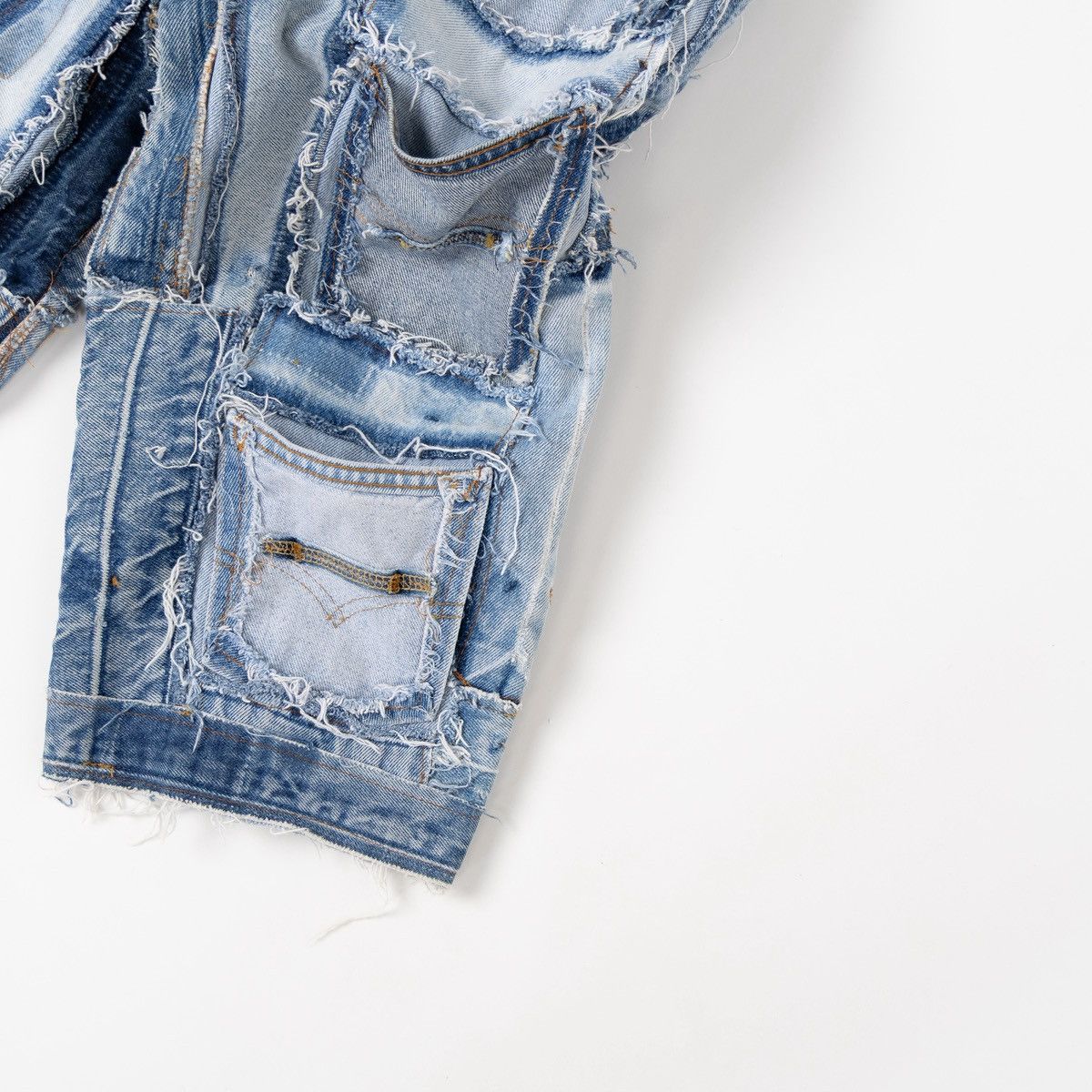 Levi's Levis 512 Coupe Etroite Patchwork Denim Shorts Distressed Size US 32 / EU 48 - 5 Thumbnail