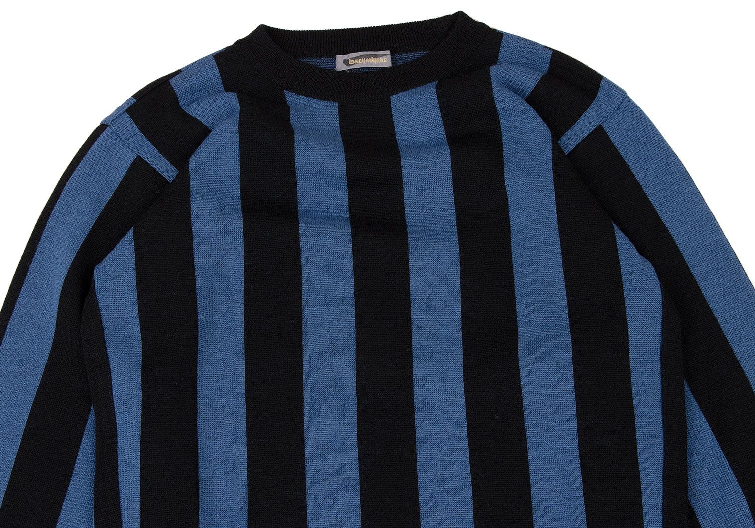 Issey Miyake Wool Stripe Knit in Black and Blue, Size M Size US M / EU 48-50 / 2 - 2 Thumbnail