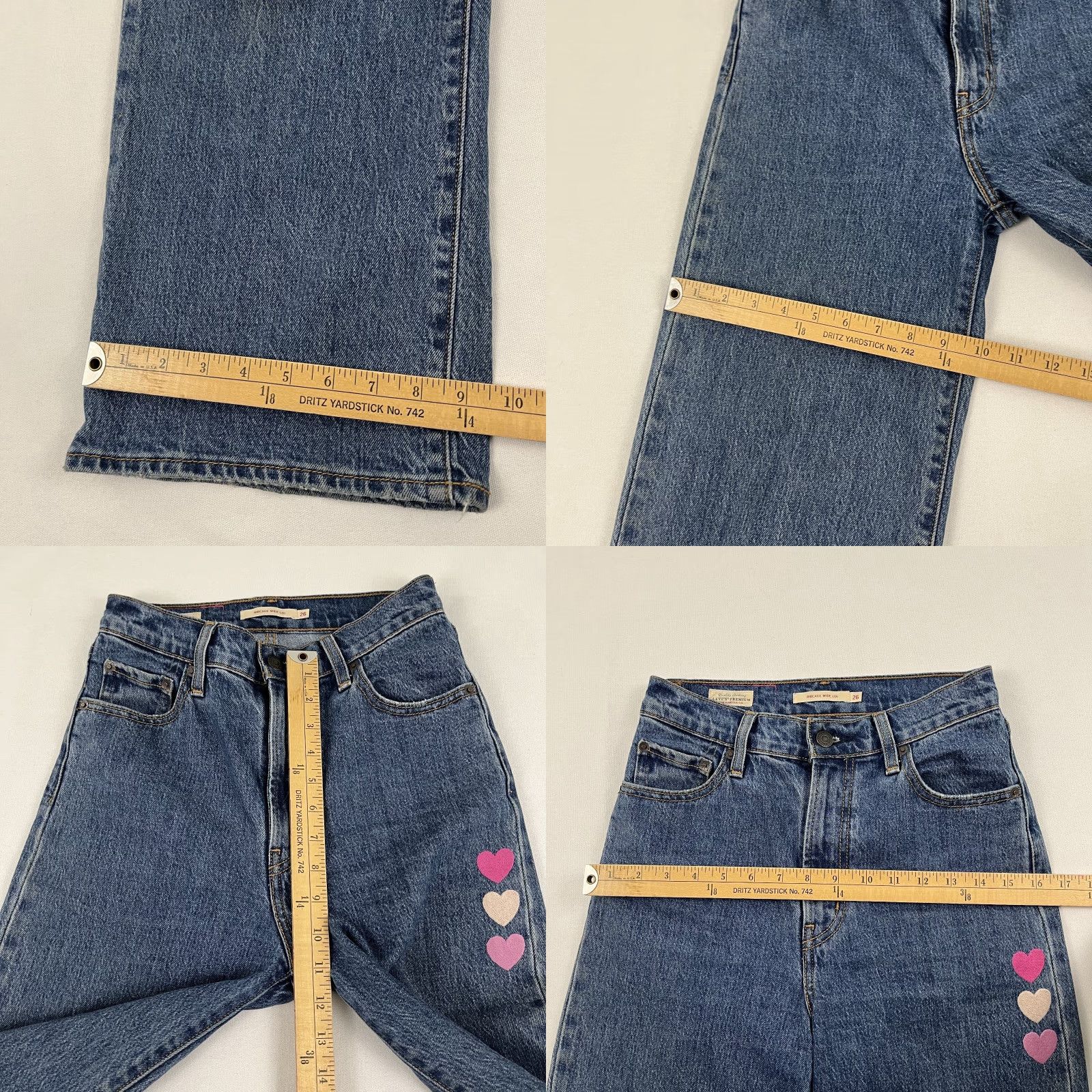 Levi's Levi's Ribcage Wide-Leg Jeans Size 26 W26 L28 Blue Denim Embroidered Skate Y2K Womens Size 26" / US 2 / IT 38 - 8 Thumbnail