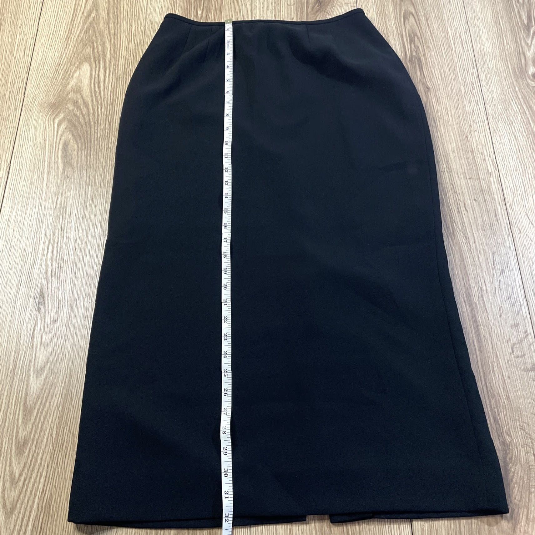 Vintage Le Suit Skirt Maxi Size 8P Black Polyester Petite Ladies Long Office Workwear Pencil Casual Size 30" / US 8 / IT 44 - 2 Thumbnail