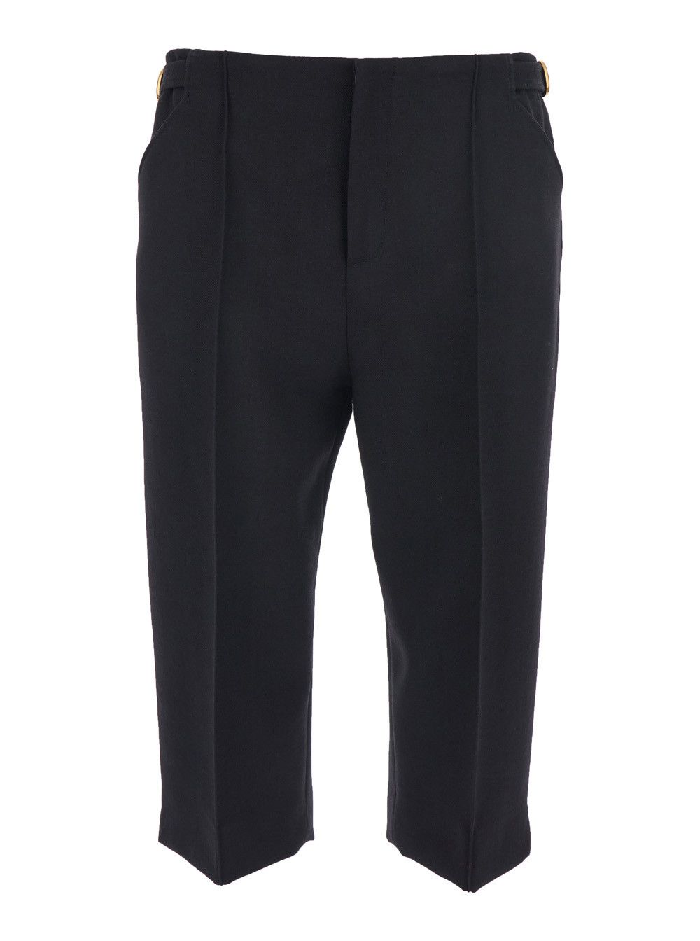 Chloe Black Bermuda with Side Buckle Closure and Front Pleats in Wool for Women Size 30" / US 8 / IT 44 - 1 Thumbnail