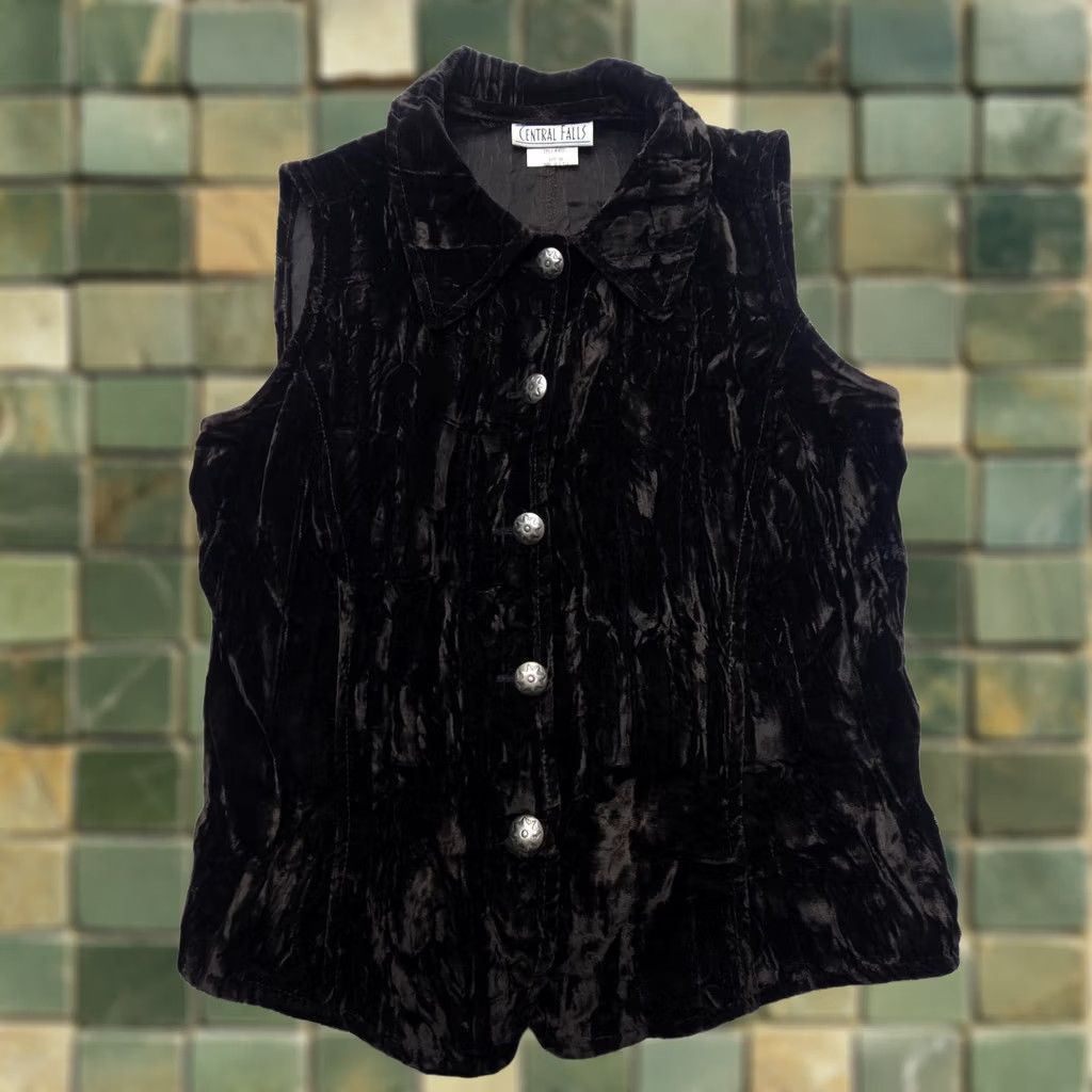 Velvet VTG Central Falls Western Crushed Velvet Vest Womens S Dark Brown USA Rodeo Mens Size S / US 4 / IT 40 - 1 Thumbnail