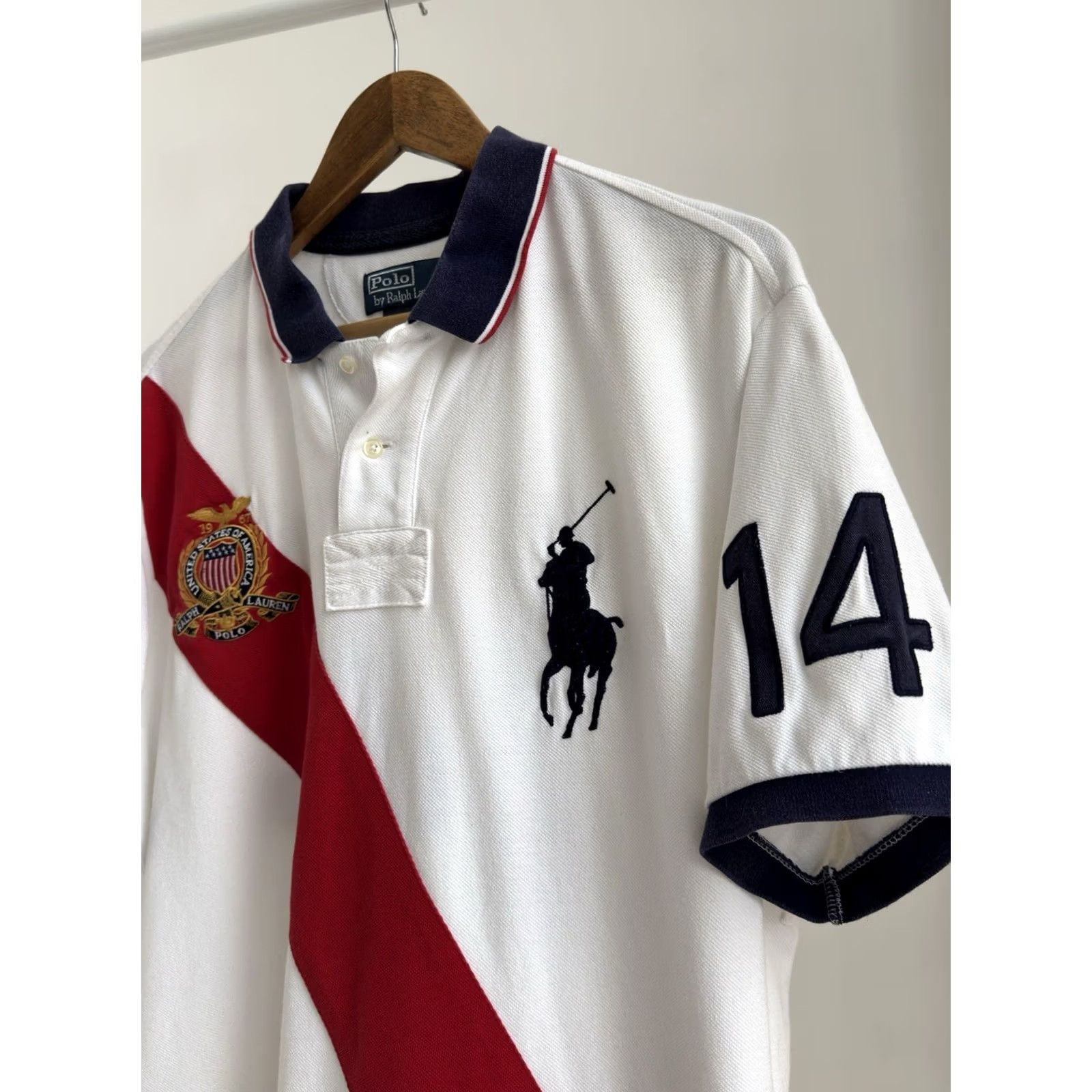 Polo Ralph Lauren VINTAGE Polo Ralph Lauren USA #14 White Y2K Polo T Shirt Mens XL Size US XL / EU 56 / 4 - 5 Thumbnail