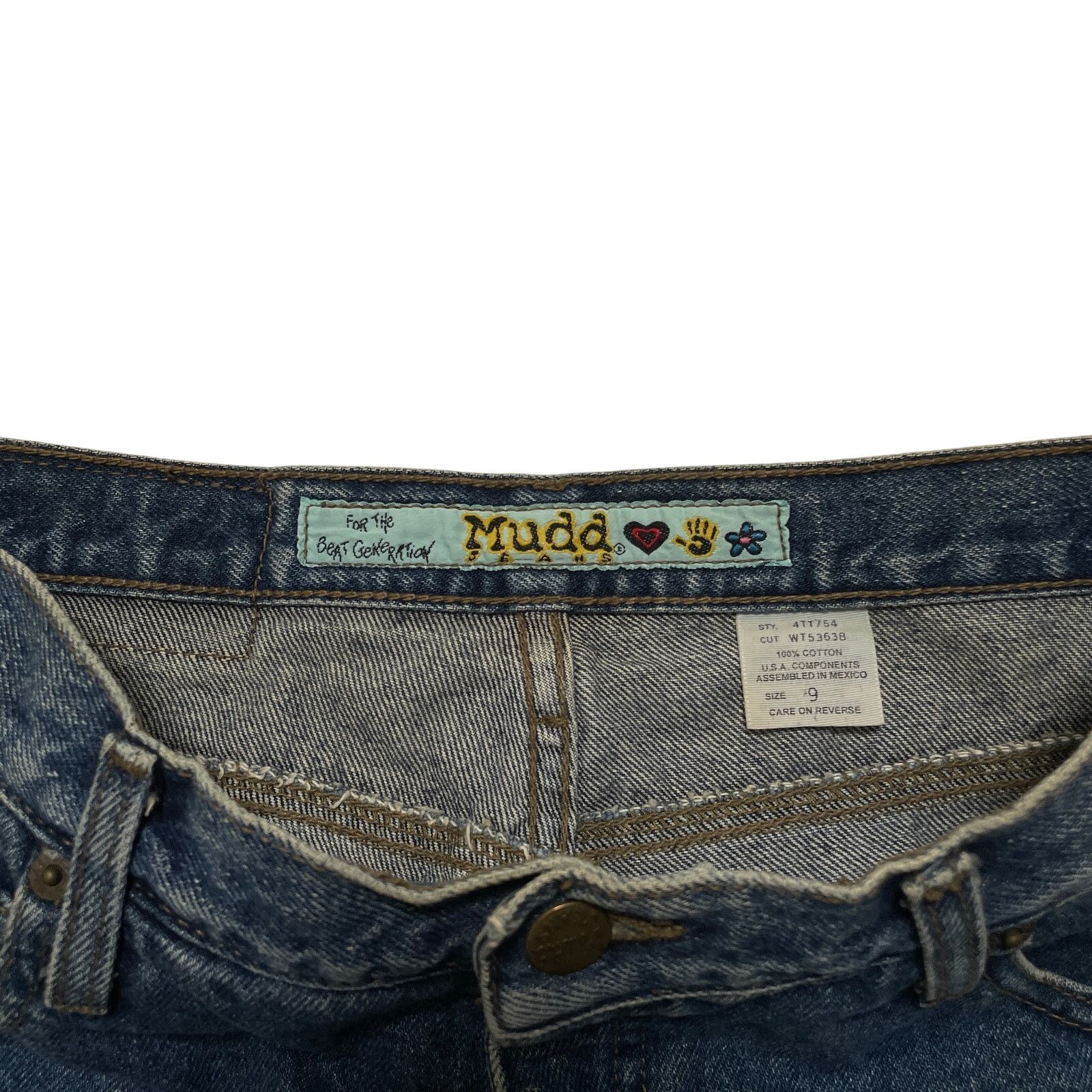 Vintage VTG Y2K Mudd Jeans Dark Wash Embroidered Bell Bottom 29x32 Size 29" - 5 Thumbnail