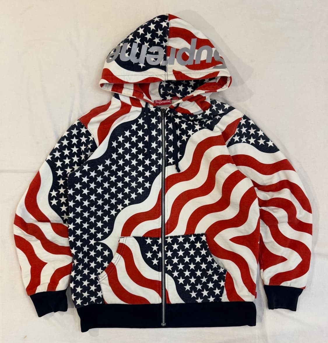 Supreme Supreme 3M Reflective Logo Thermal Zip Up Hoodie FLAGS USA