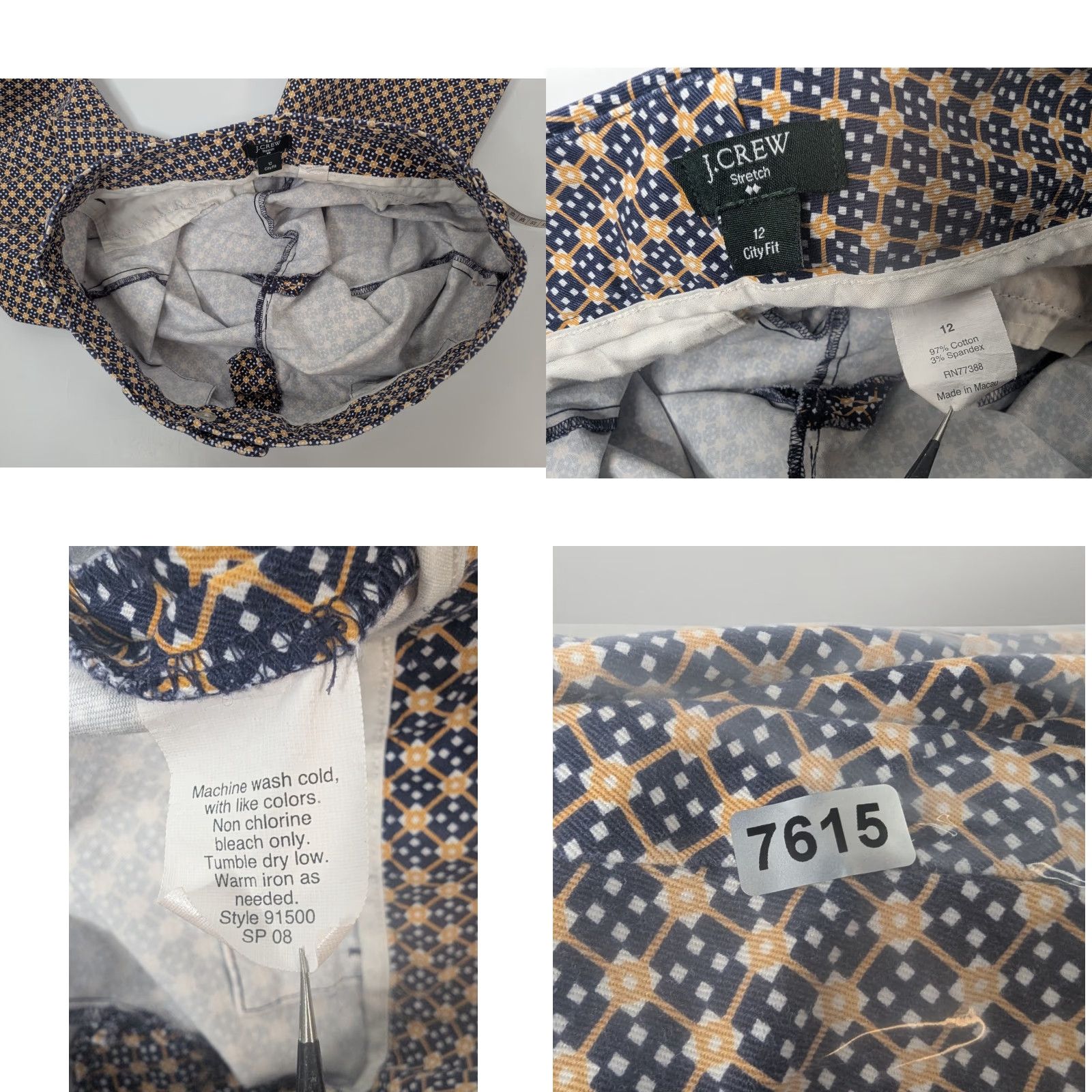 J.Crew J.CREW City Fit Pants Navy Cotton Blend Regular Tapered Flat Front Zip Pockets Women's Size 12 Size 34" / US 12 / IT 48 - 8 Thumbnail