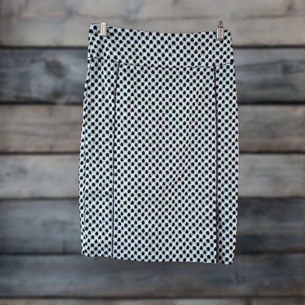 Vintage Margaret M Womens Pencil Skirt XS Blue White Scale Print Pull On Rayon Blend Skirt Knee Length Vintage No Size 26" / US 2 / IT 38 - 1 Thumbnail