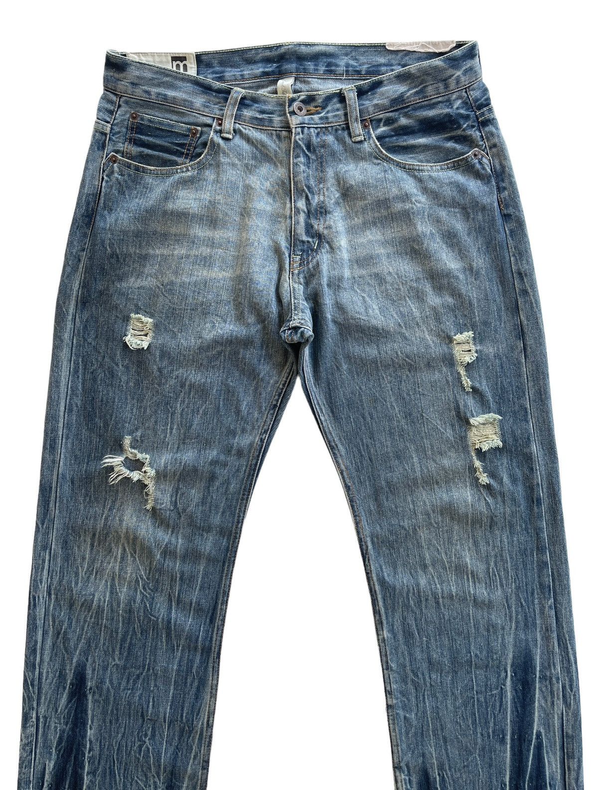 Japanese Brand PICK!!! Modish Style Flame Distressed Denim Size US 33 - 3 Thumbnail