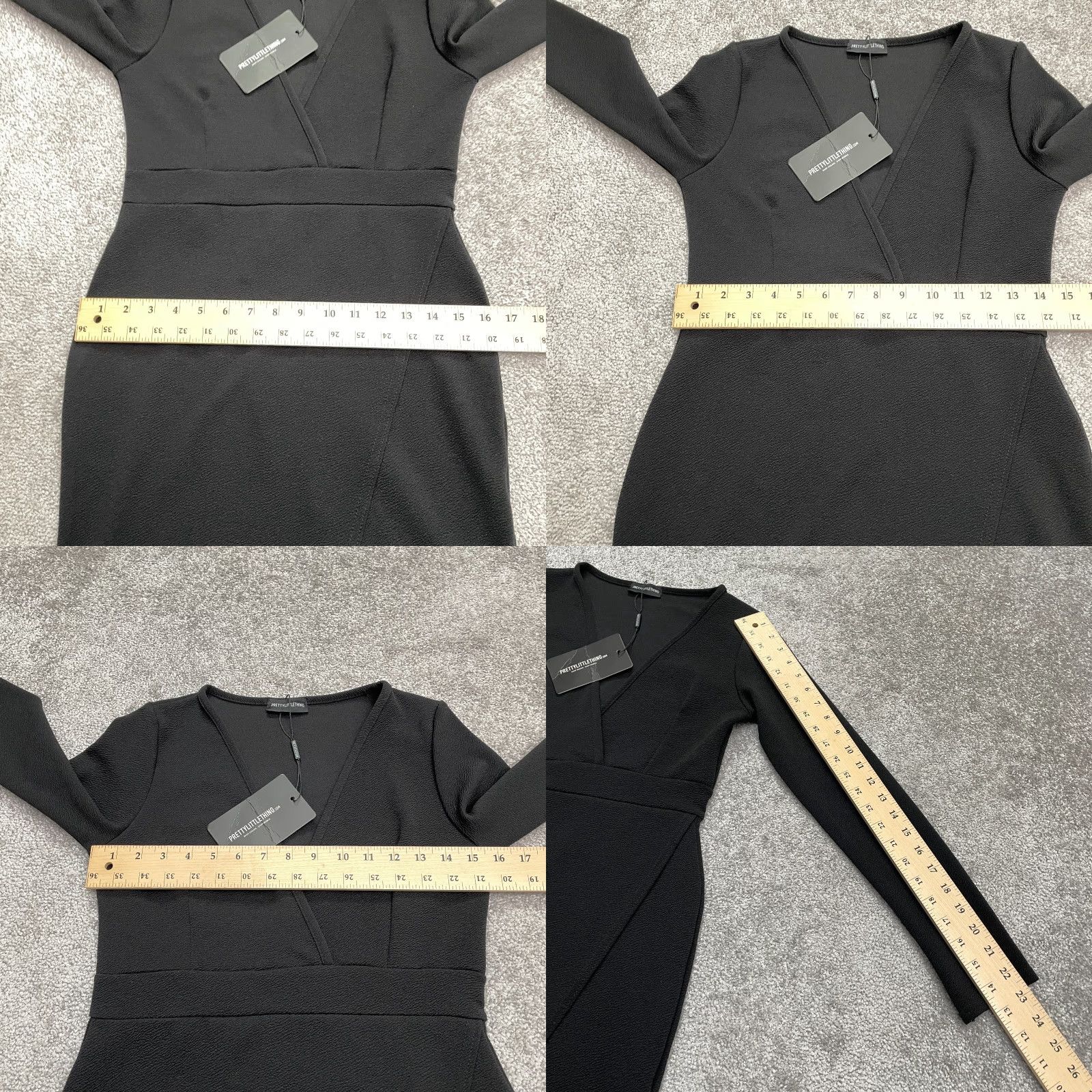 PrettyLittleThing PrettyLittleThing Dress Womens 10 Blk Plunge Wrap Detail Thigh Split Bodycon NWT Size L / US 10 / IT 46 - 9 Thumbnail