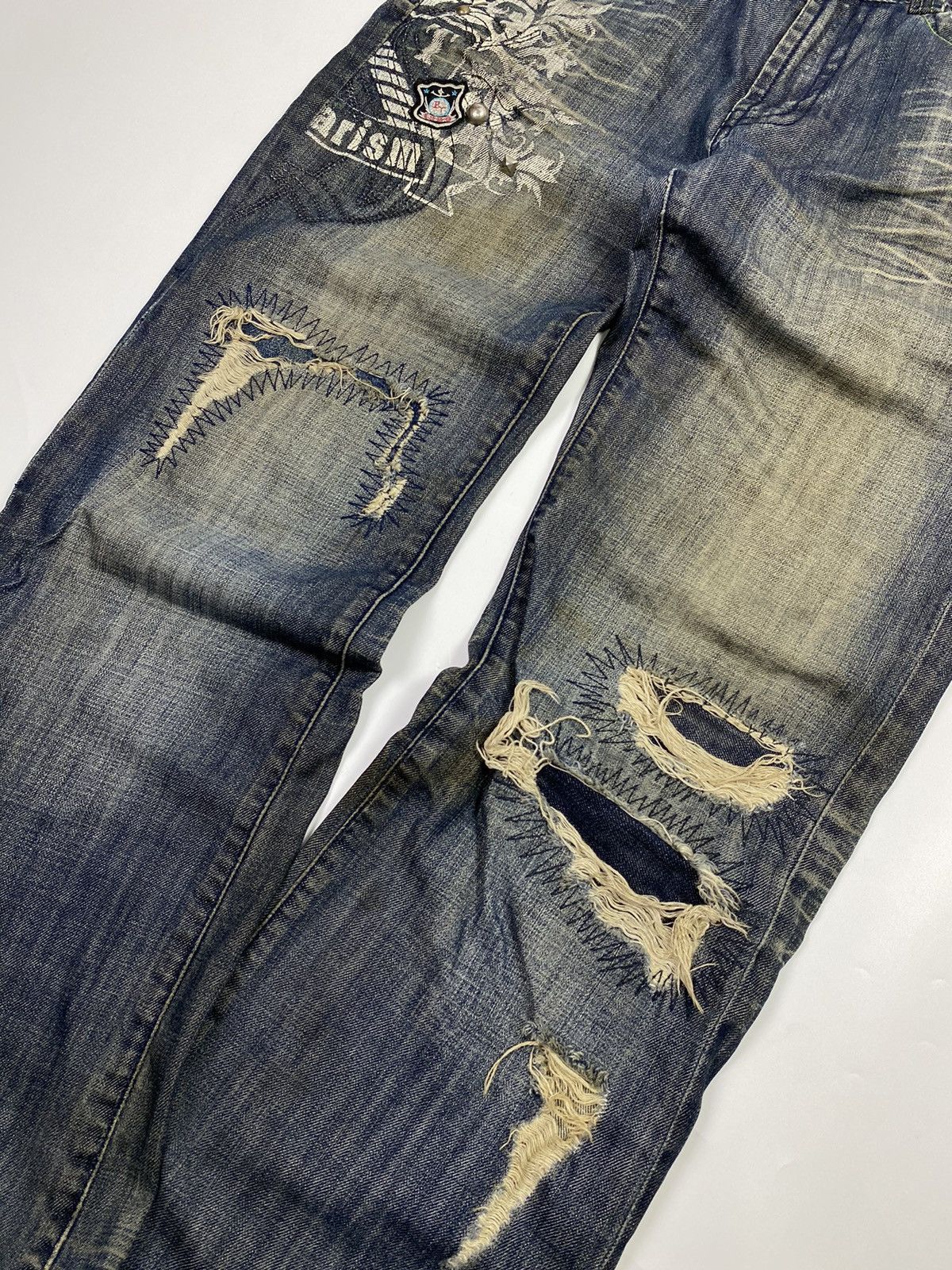 If Six Was Nine × Japanese Brand osaka big train 📍 distressed patchwork studdet jeans 32x32 Size US 32 / EU 48 - 7 Thumbnail