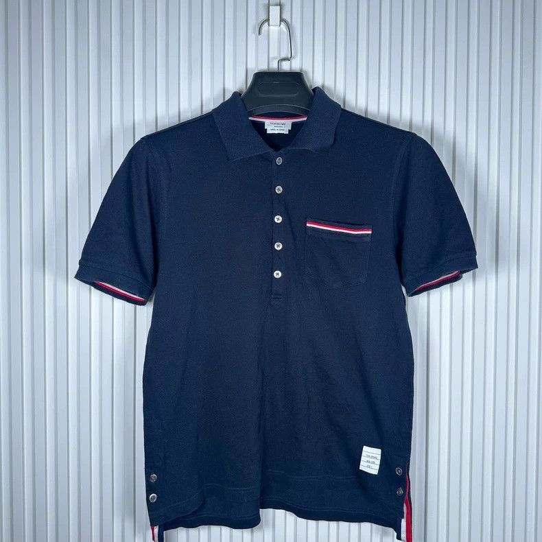 Thom Browne Thom Browne TB Navy Pocket Polo Shirt - dmc Size US M / EU 48-50 / 2 - 1 Thumbnail