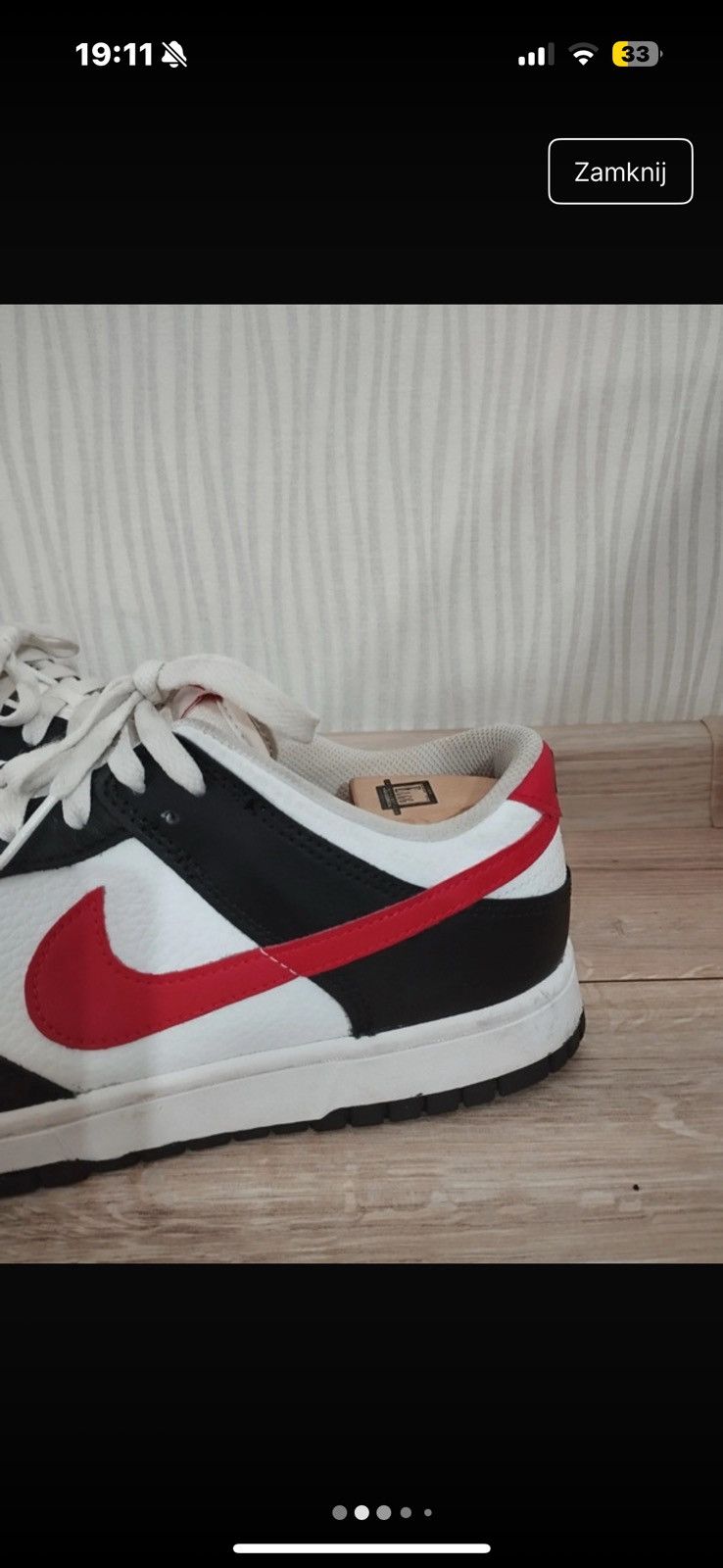 Nike Nike Dunk Low Retro Red Swoosh Panda size 44,5 Size US 10.5 / EU 43-44 - 3 Thumbnail
