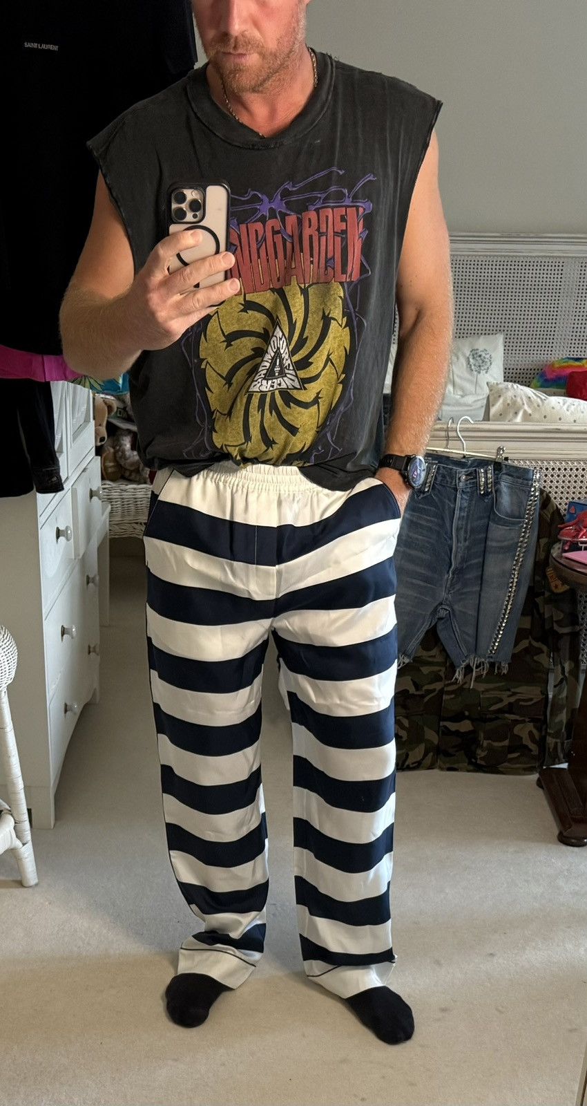 Dolce & Gabbana Dloce & Gabbana silk stripe sailor pants blue white 😍😍😍 Size US 30 / EU 46 - 3 Thumbnail