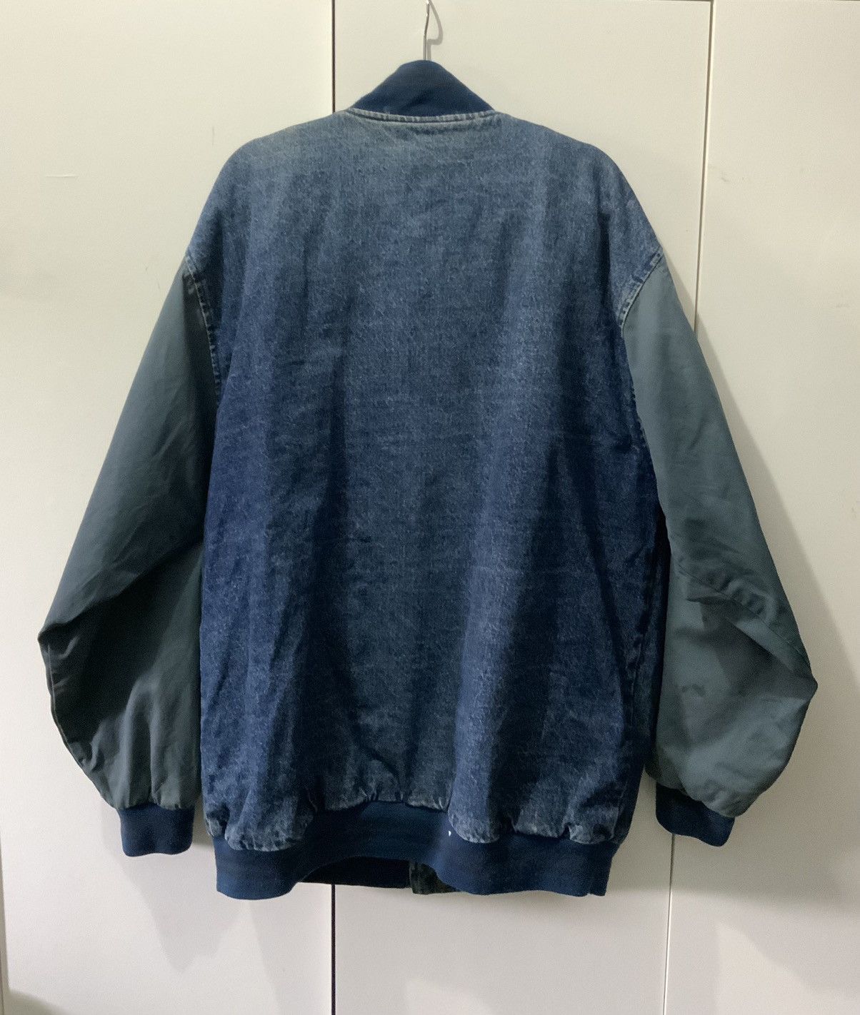 Japanese Brand Nevada Scaffold Denim Asid Light Wash Varsity Jacket Size ONE SIZE - 2 Thumbnail