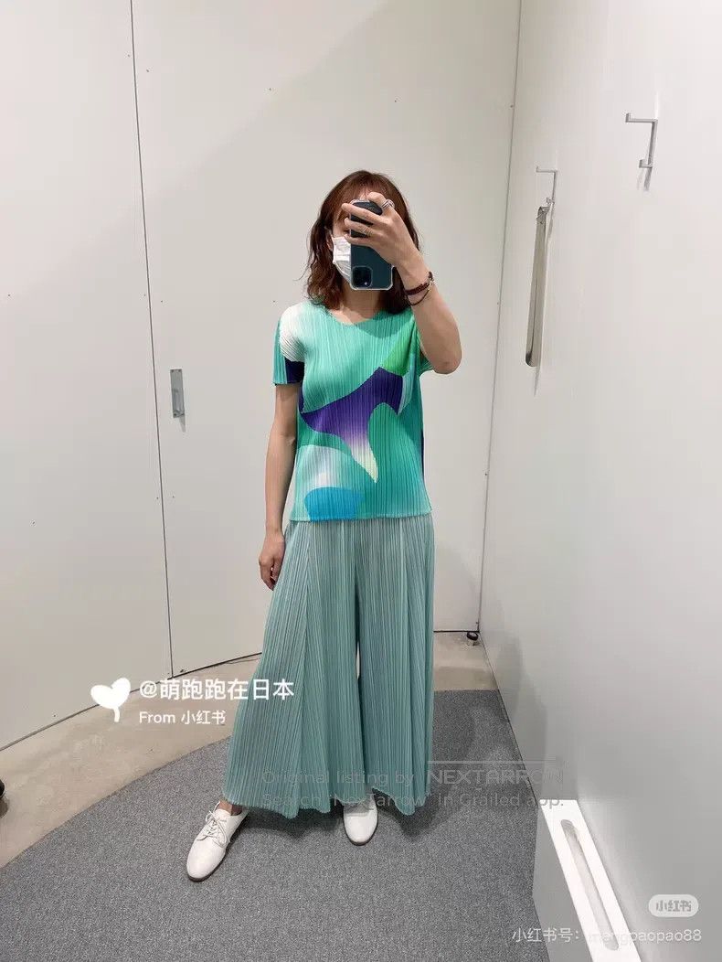 Issey Miyake Issey Miyake Mint Green Wide Leg Pants Size 26" / US 2 / IT 38 - 9 Thumbnail