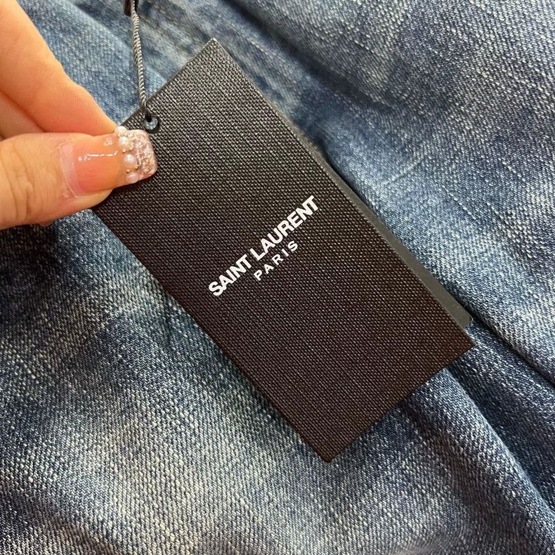 Saint Laurent Paris Saint Laurent Blue Distressed Denim Shorts-2505 Size US 31 - 5 Thumbnail