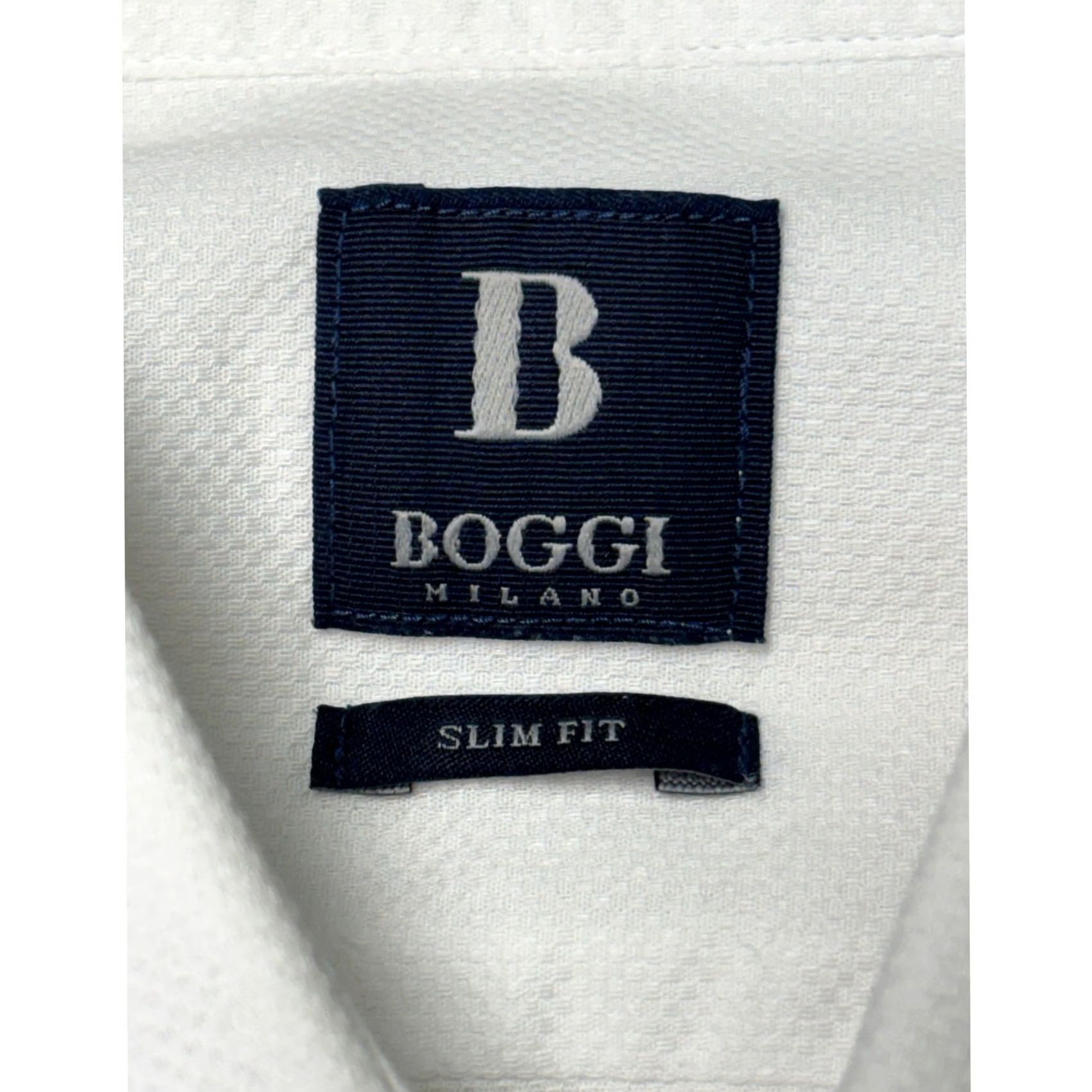 Vintage Boggi Milano Mens Slim Fit White Honeycomb Cotton Dress Shirt 15.5 40 Size 42R - 4 Thumbnail