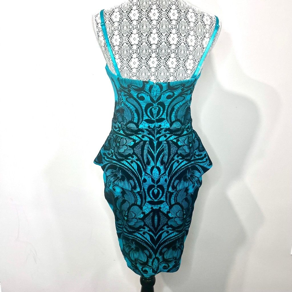 Other UK Lipsy Dress Turquoise and Black flocked size 8 Size M / US 6-8 / IT 42-44 - 2 Thumbnail
