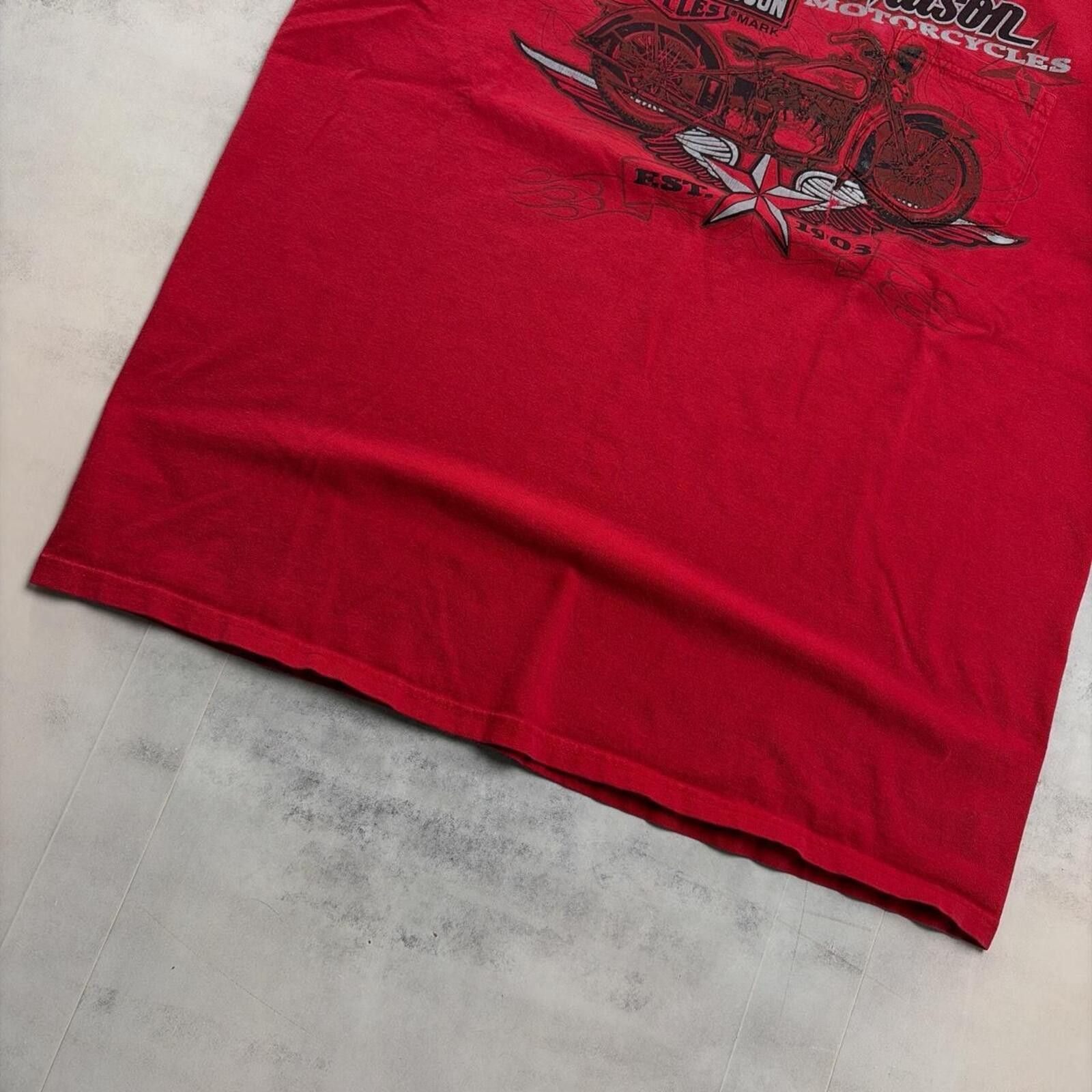 Harley Davidson Y2K Red Harley Davidson Grunge Biker Graphic Pocket T-Shirt Size US L / EU 52-54 / 3 - 5 Thumbnail