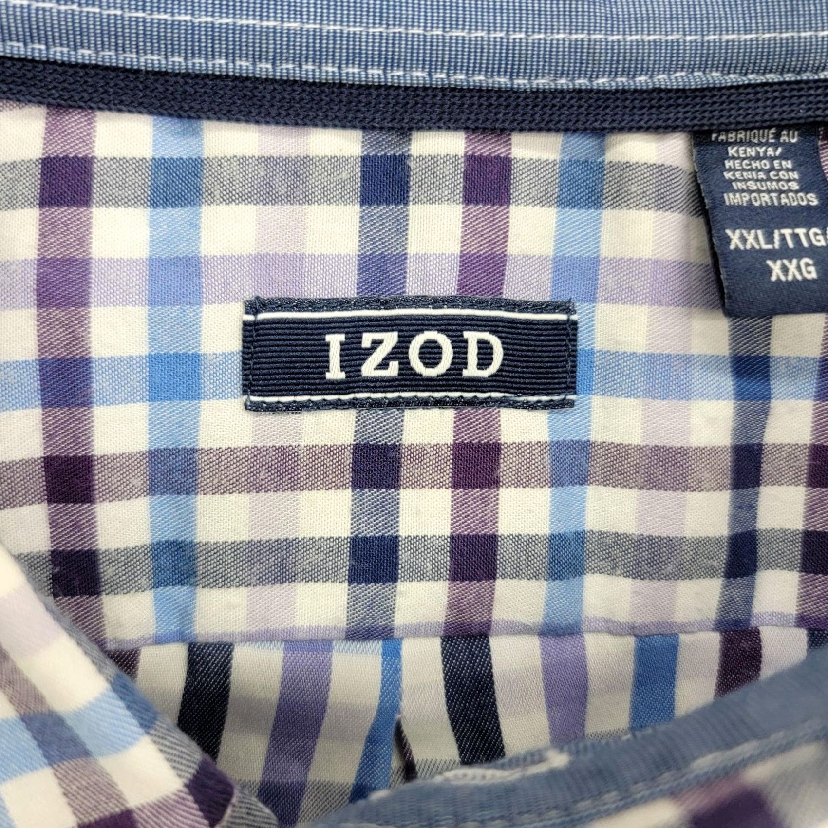 Izod IZOD Shirt Mens 2XL Blue Purple Plaid Button-Down Long Sleeve Casual Preppy Size US XXL / EU 58 / 5 - 3 Thumbnail