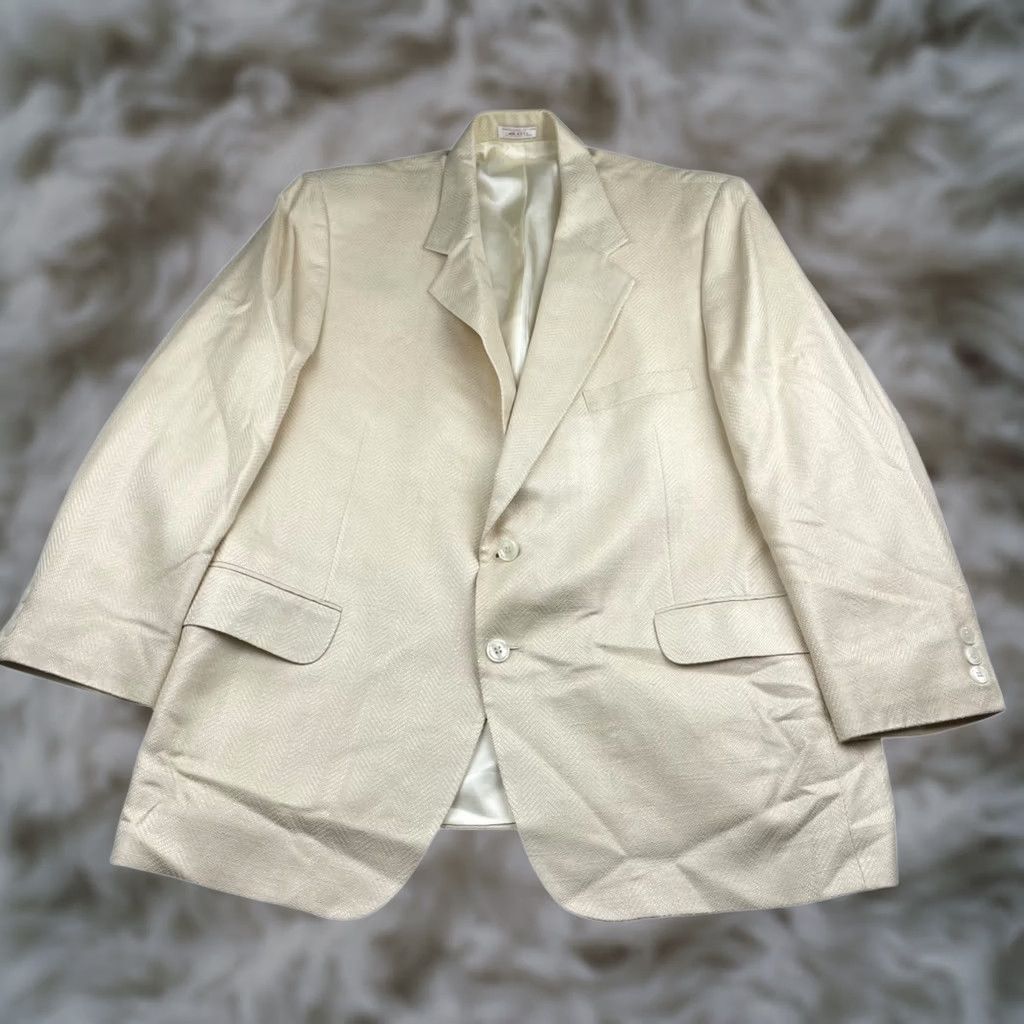 Vintage VTG Andover Reed Blazer Jacket Men’s 100% Wool 2-Button Ivory 44S USA Short Blazer Mens Size 44R - 1 Thumbnail