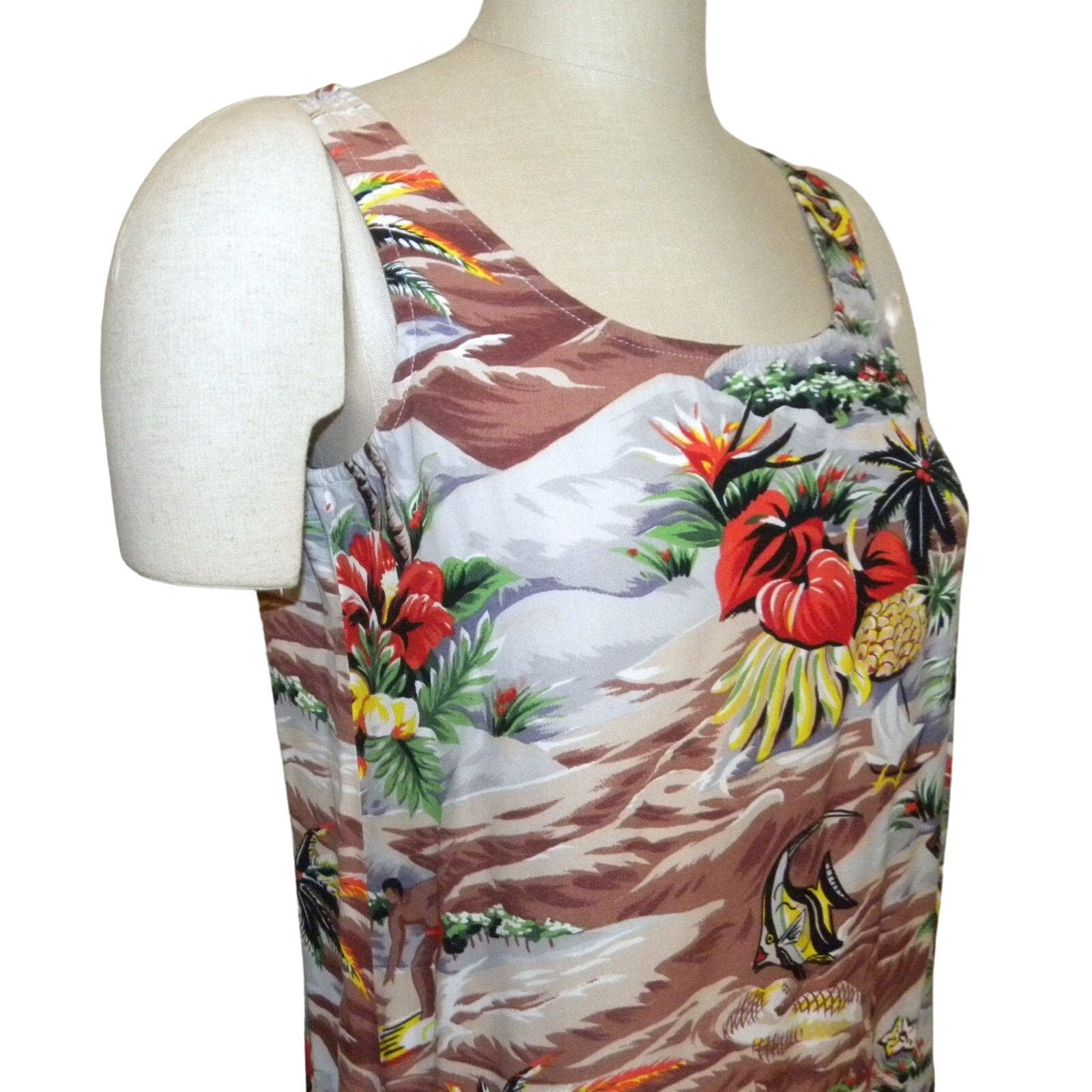 Vintage 90s Hawaiian Print Rayon Sundress | Shift | Fits XS Size XS / US 0-2 / IT 36-38 - 2 Thumbnail