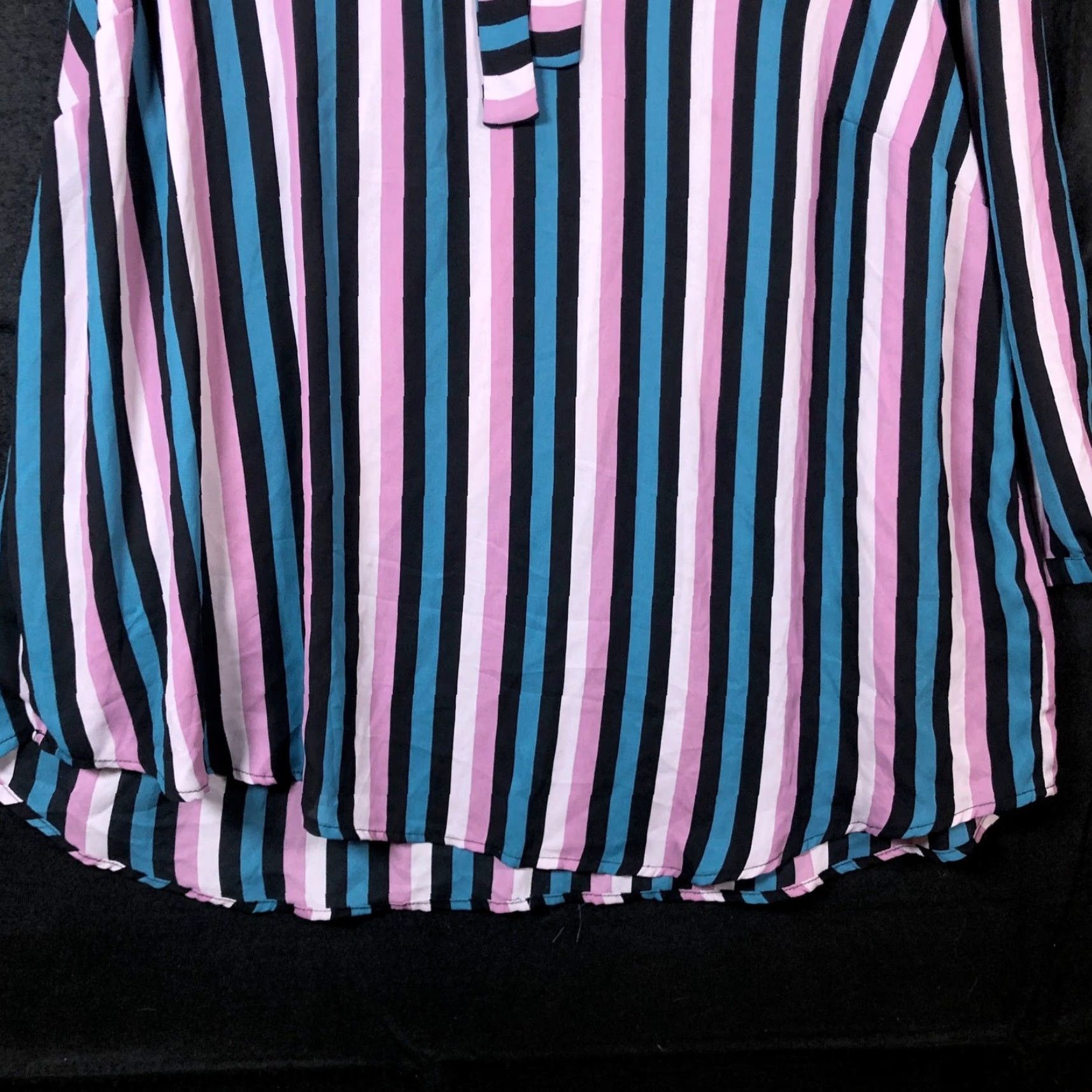 Torrid Torrid Blouse Multicolored Striped Front Knot 3/4 Sleeve Stretch 3X Women Size XXL / US 16-18 / IT 52-54 - 3 Thumbnail