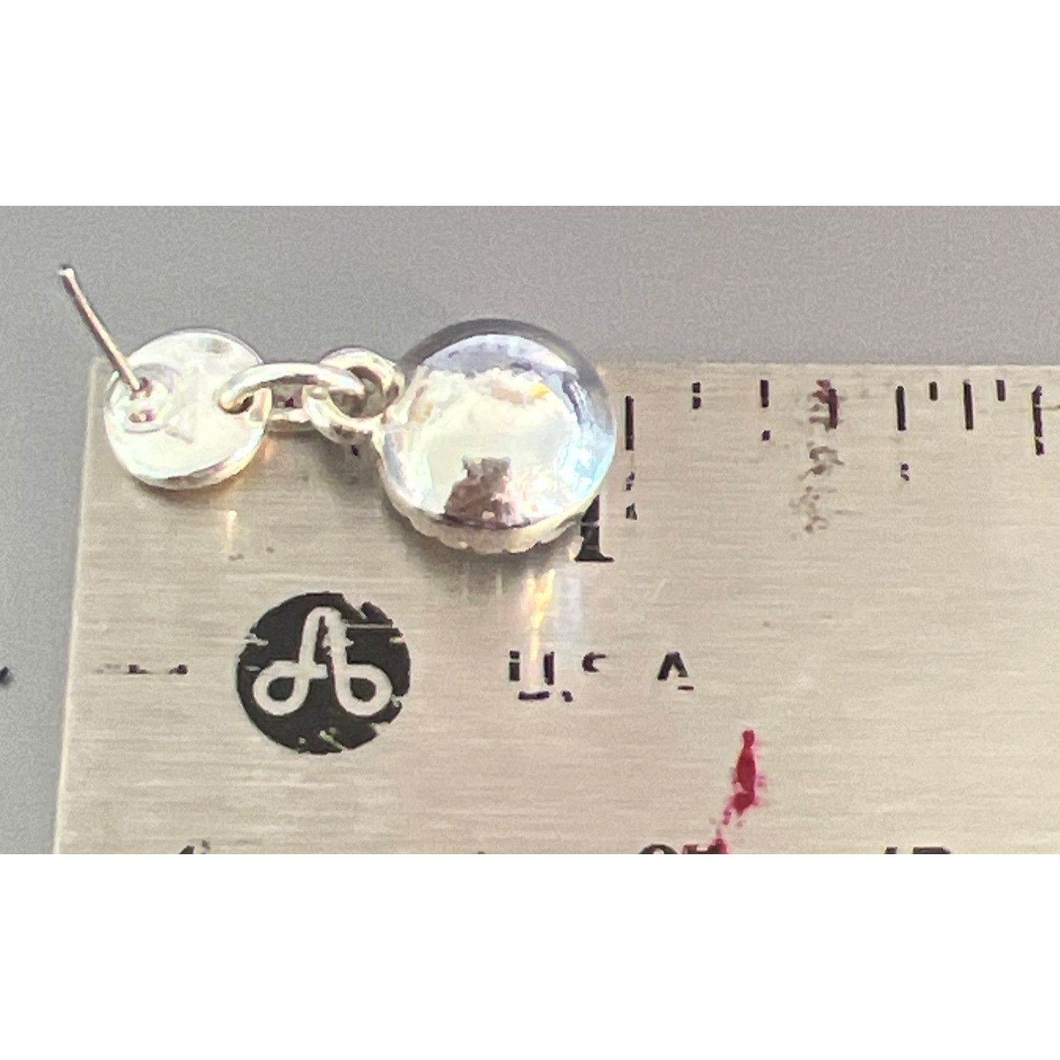 Other Vintage Silver Tone Opalescent Drop Earrings Milgrain Edge D Size ONE SIZE - 4 Thumbnail