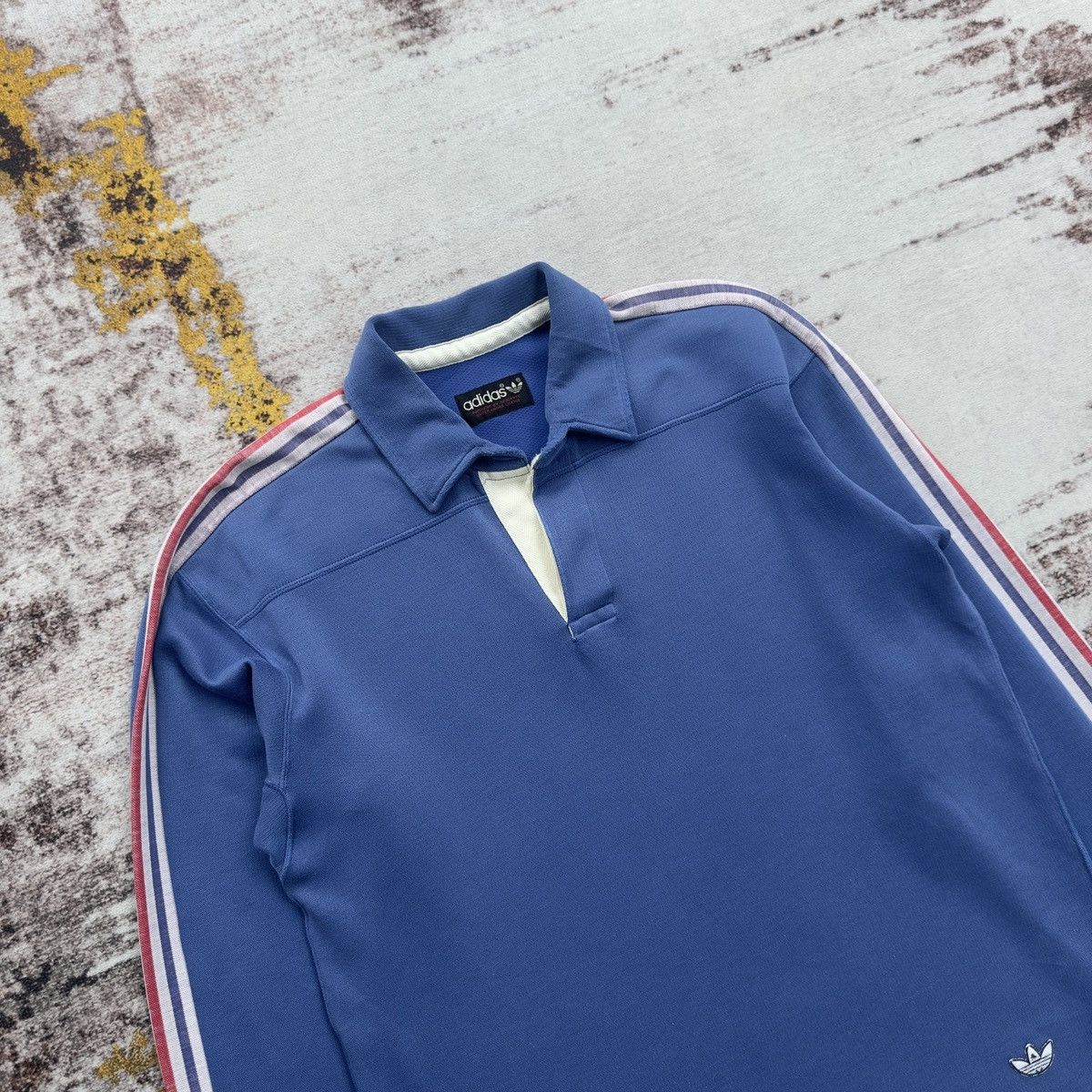 Adidas VINTAGE ADIDAS DESCENTE 3-STRIPES RUGBY SHIRT 1980s BLUE Size US L / EU 52-54 / 3 - 3 Thumbnail